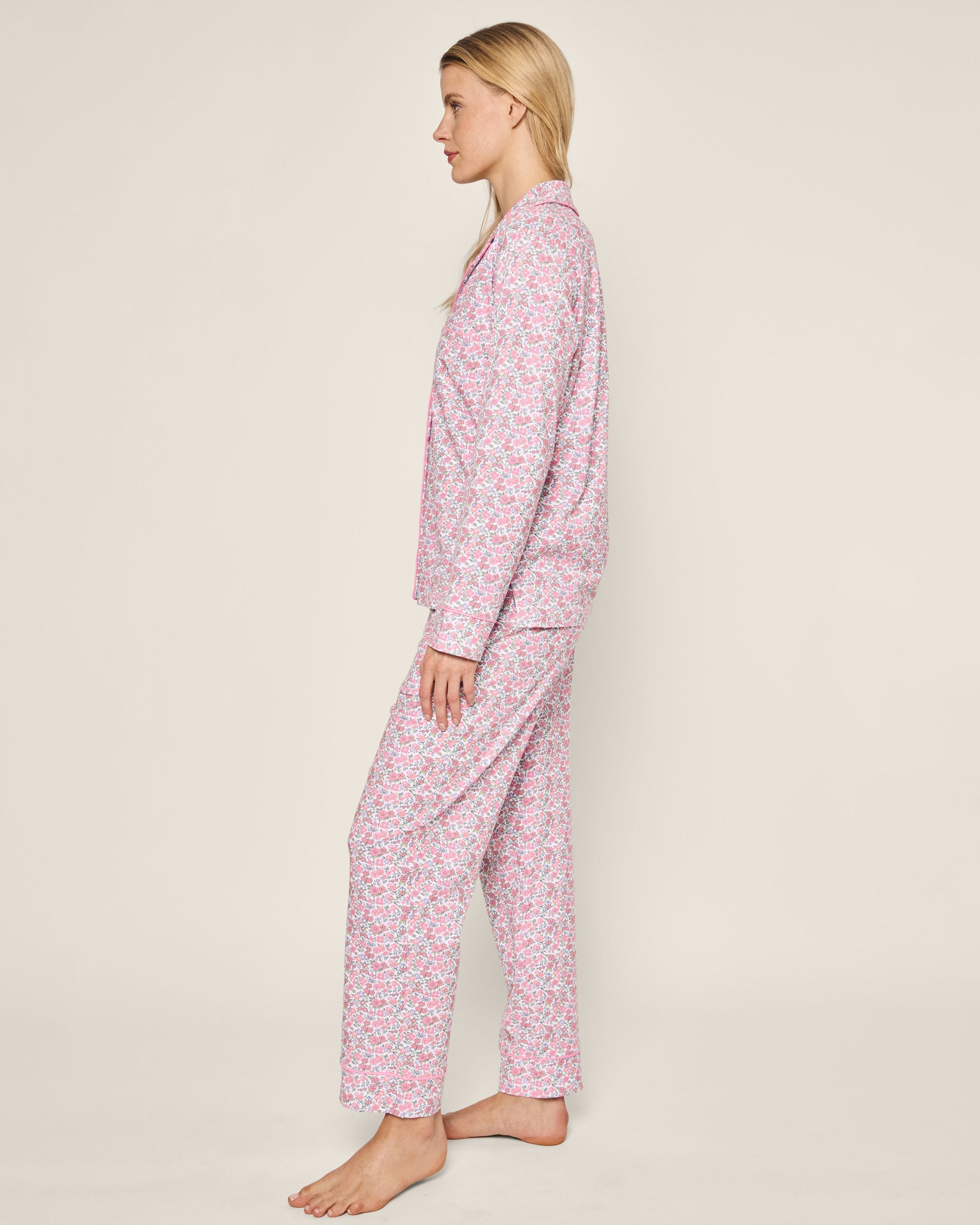 Women's Pima Pajama Set in Fleurs de Rose in Fleurs de Rose#Color_Fleurs de Rose