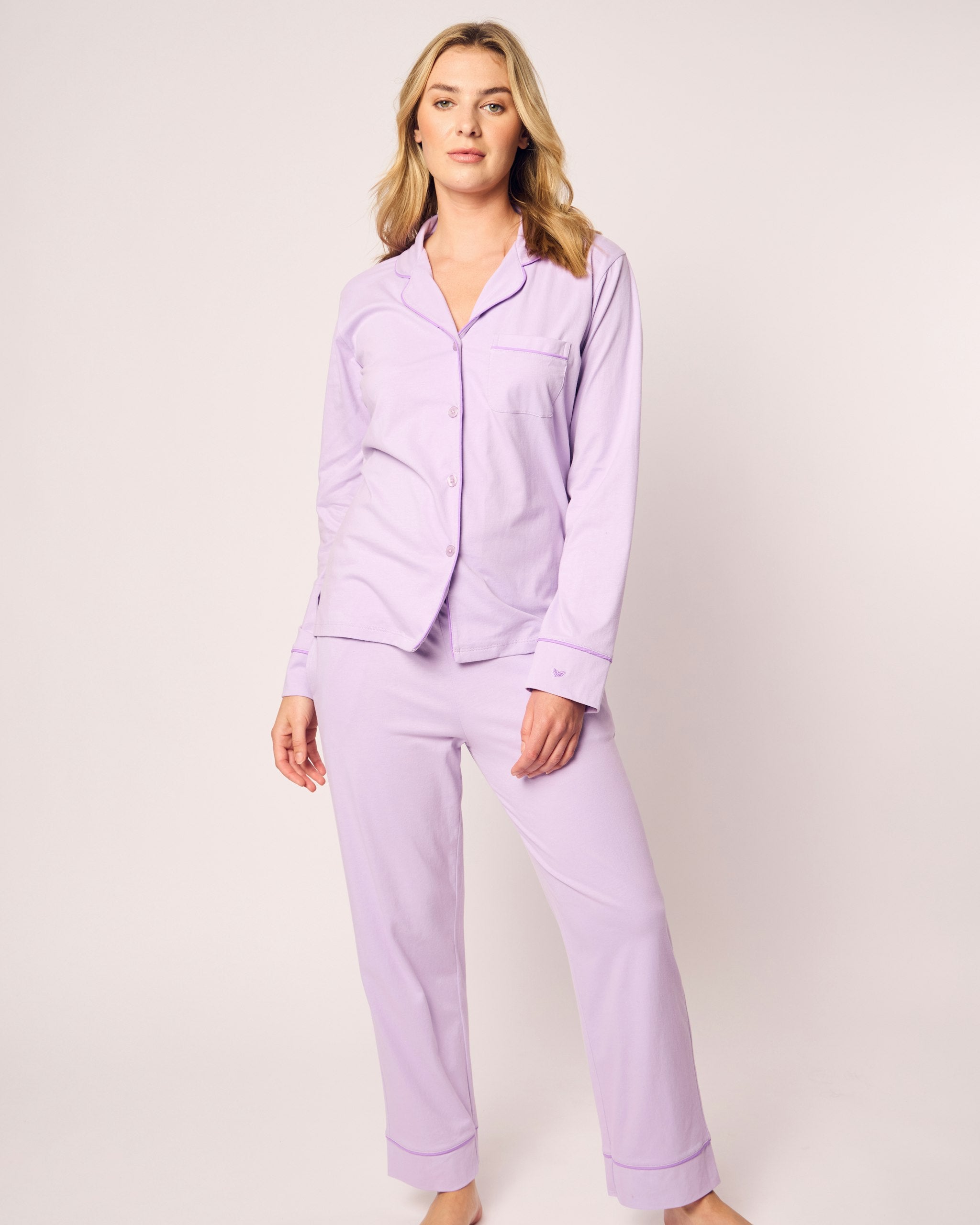 Women's Pima Pajama Set in Pink in Lavender#Color_Lavender