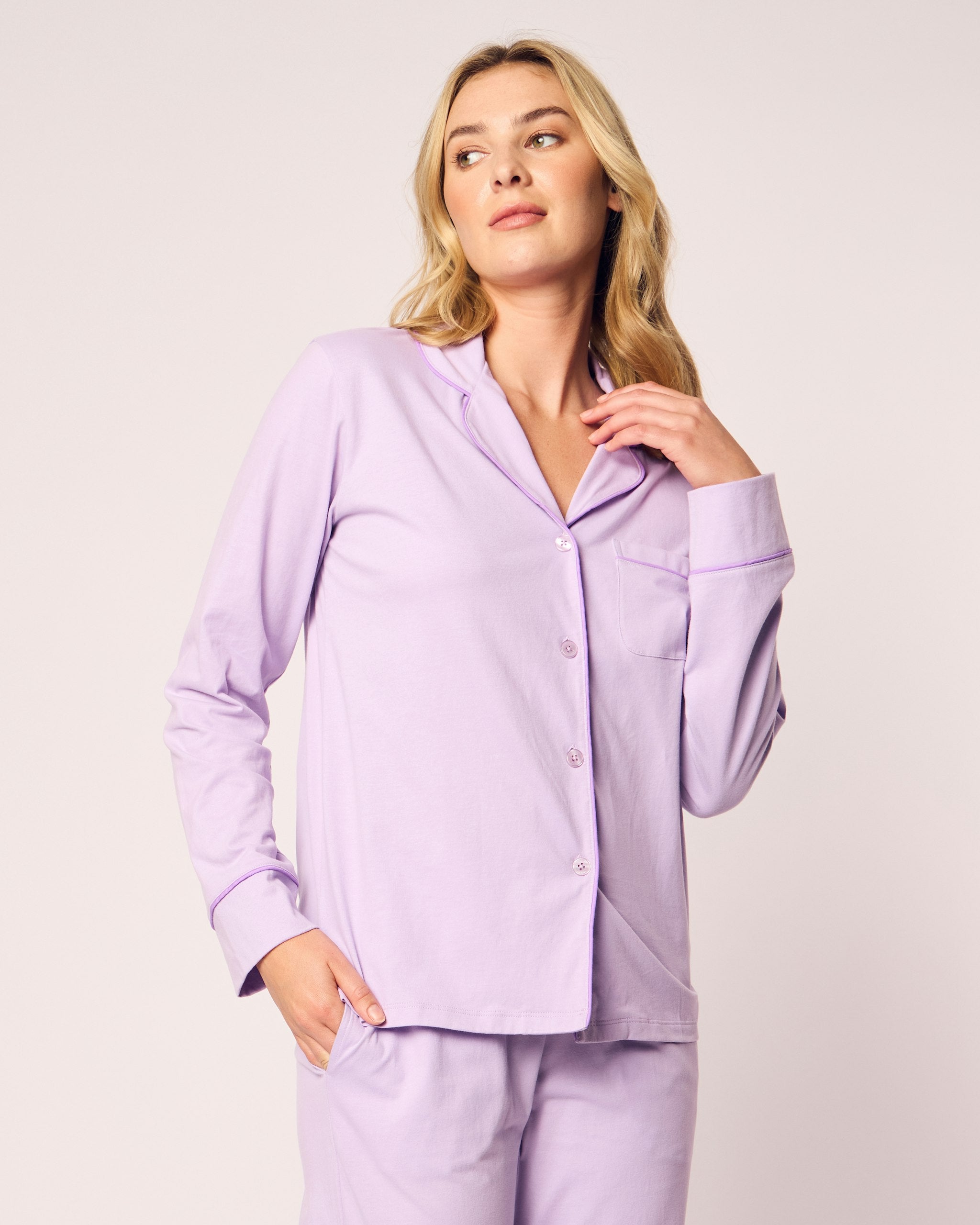 Women's Pima Pajama Set in Peach in Lavender#Color_Lavender