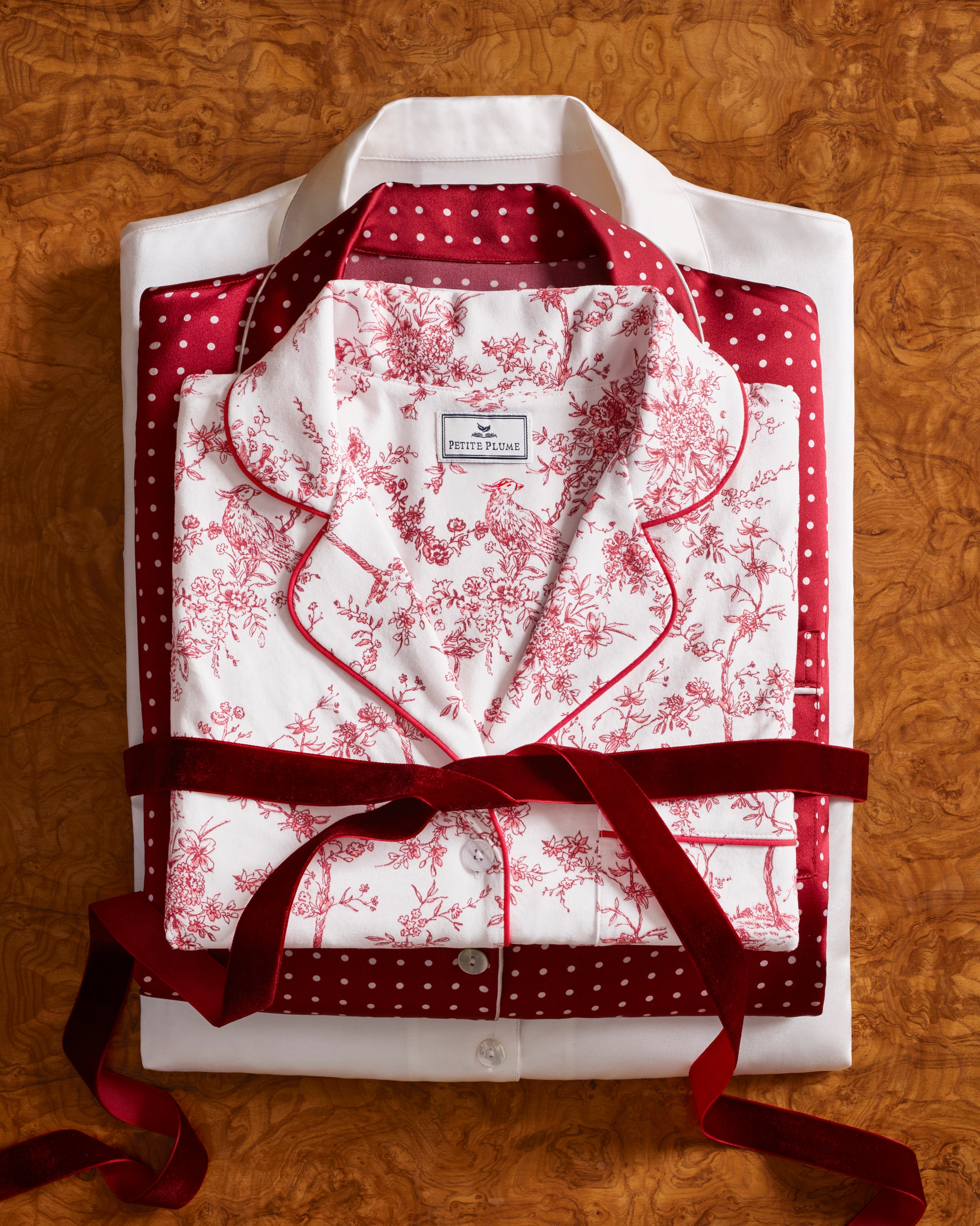Women's Pima Pajama Set in Red Timeless Toile