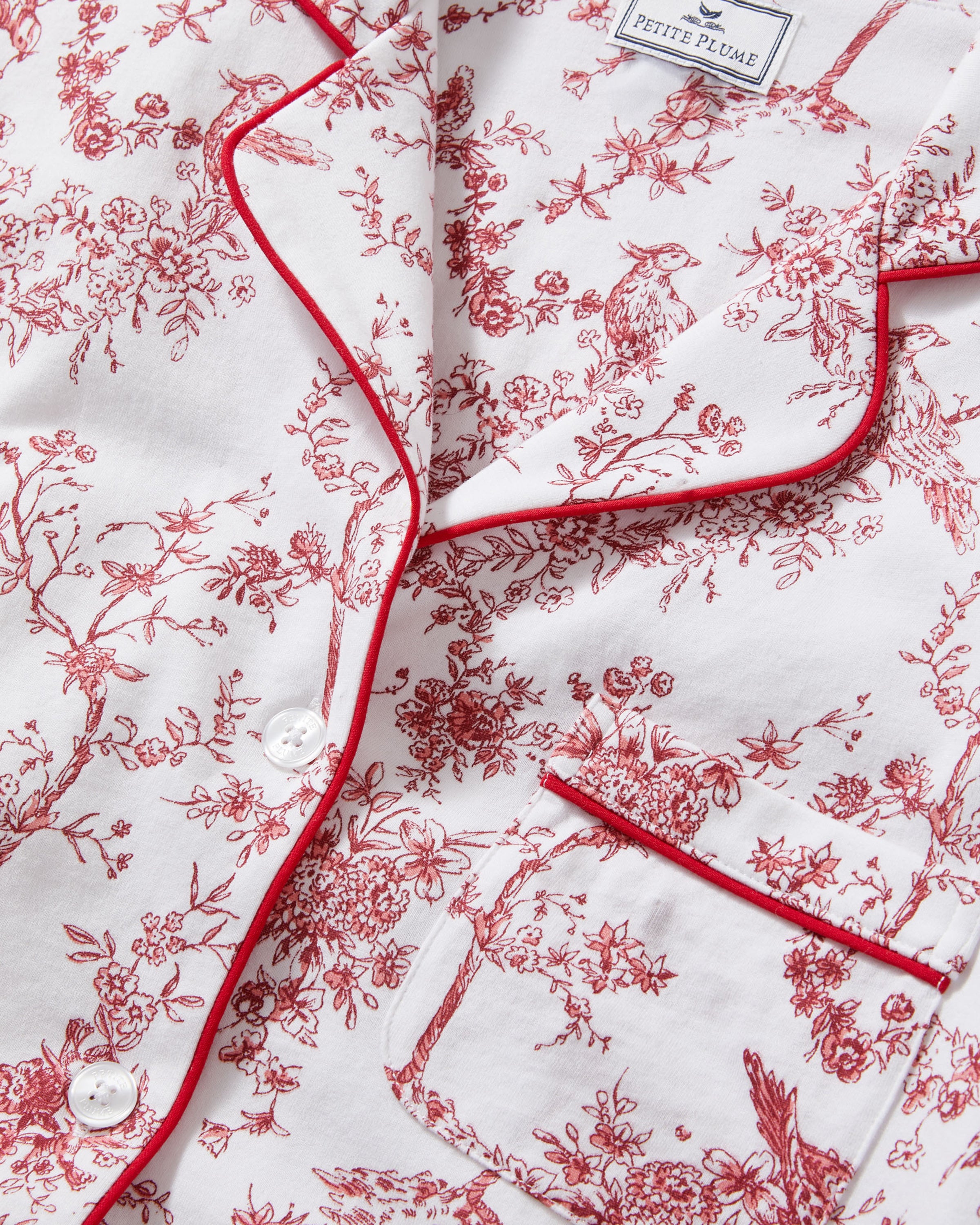 Women's Pima Pajama Set in Red Timeless Toile