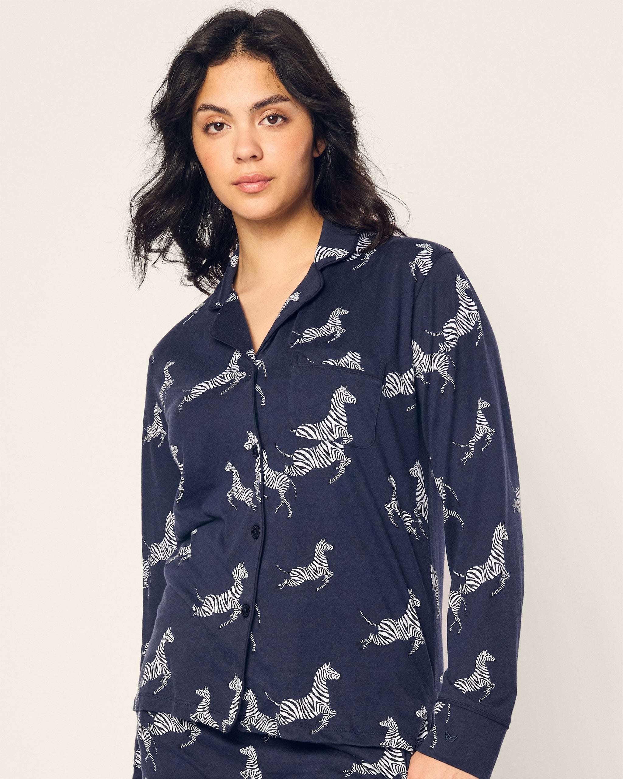 Women's Pima Pajama Set in Panthère de Paris in Zèbre de Nuit#Color_Zèbre de Nuit