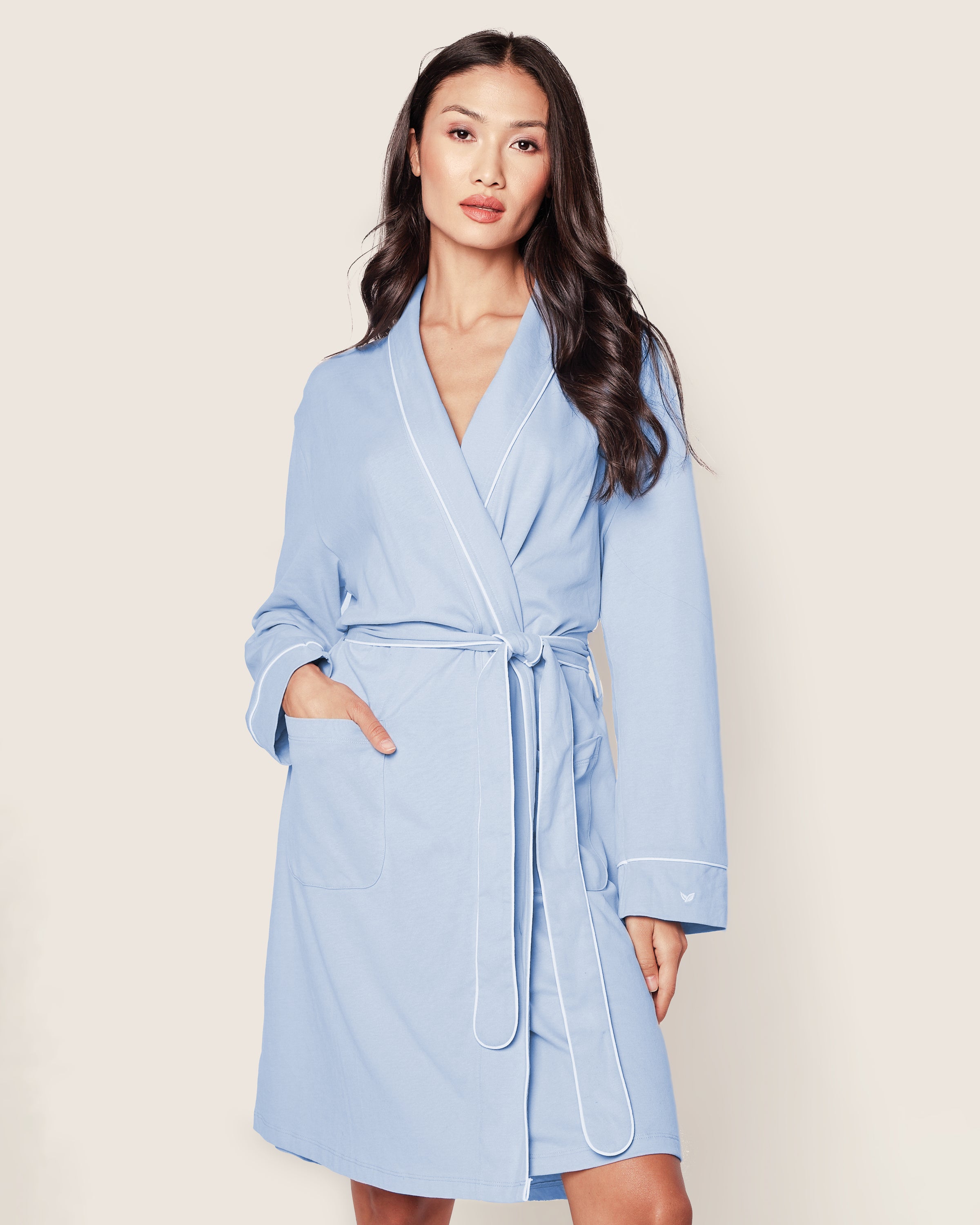 Women's Pima Robe in Periwinkle in Periwinkle#Color_Periwinkle