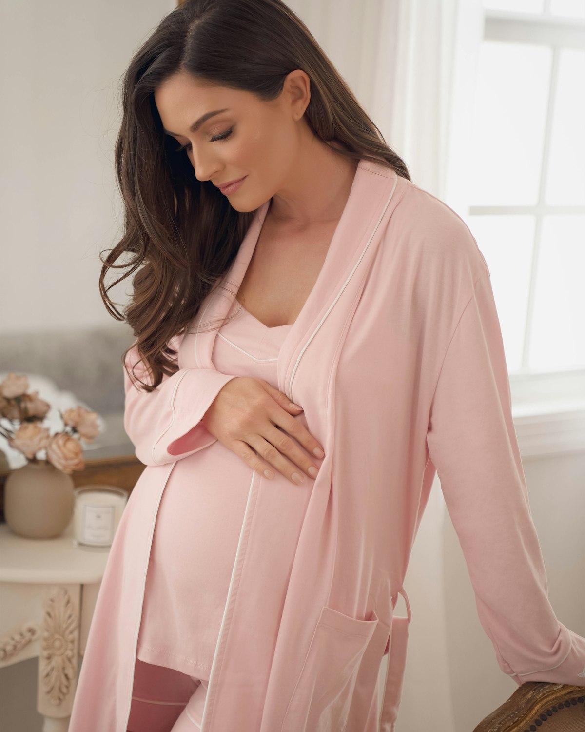 Women's Pima Robe in Periwinkle in Pink#Color_Pink
