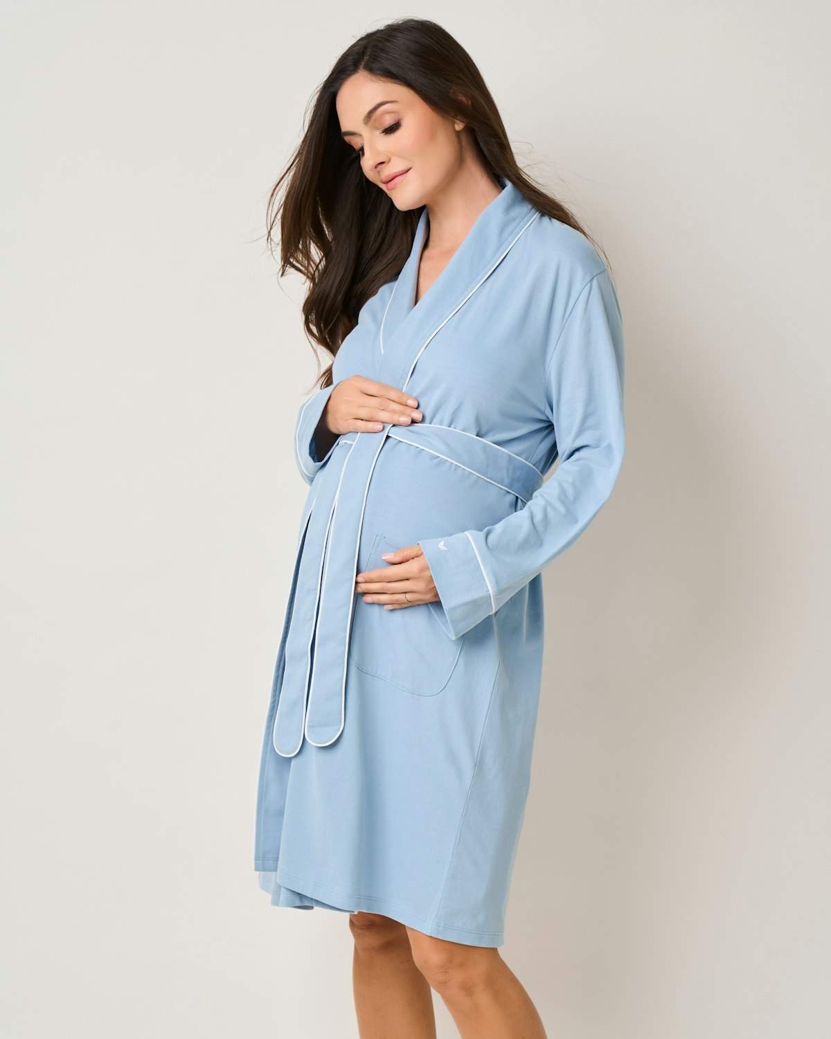 Women's Pima Robe in Periwinkle in Navy#Color_Periwinkle
