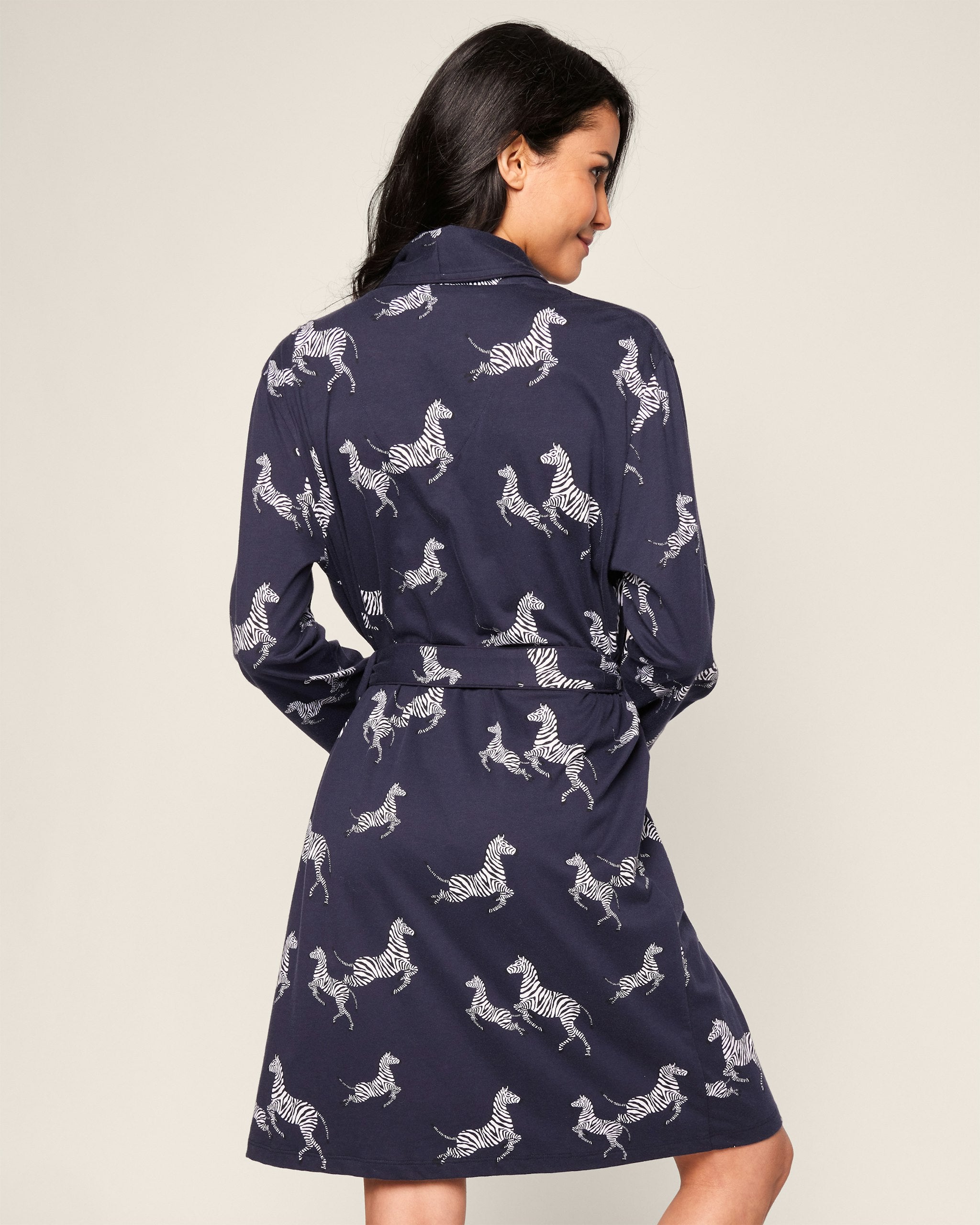 Women's Pima Robe in Zèbre de Nuit in Zèbre de Nuit#Color_Zèbre de Nuit