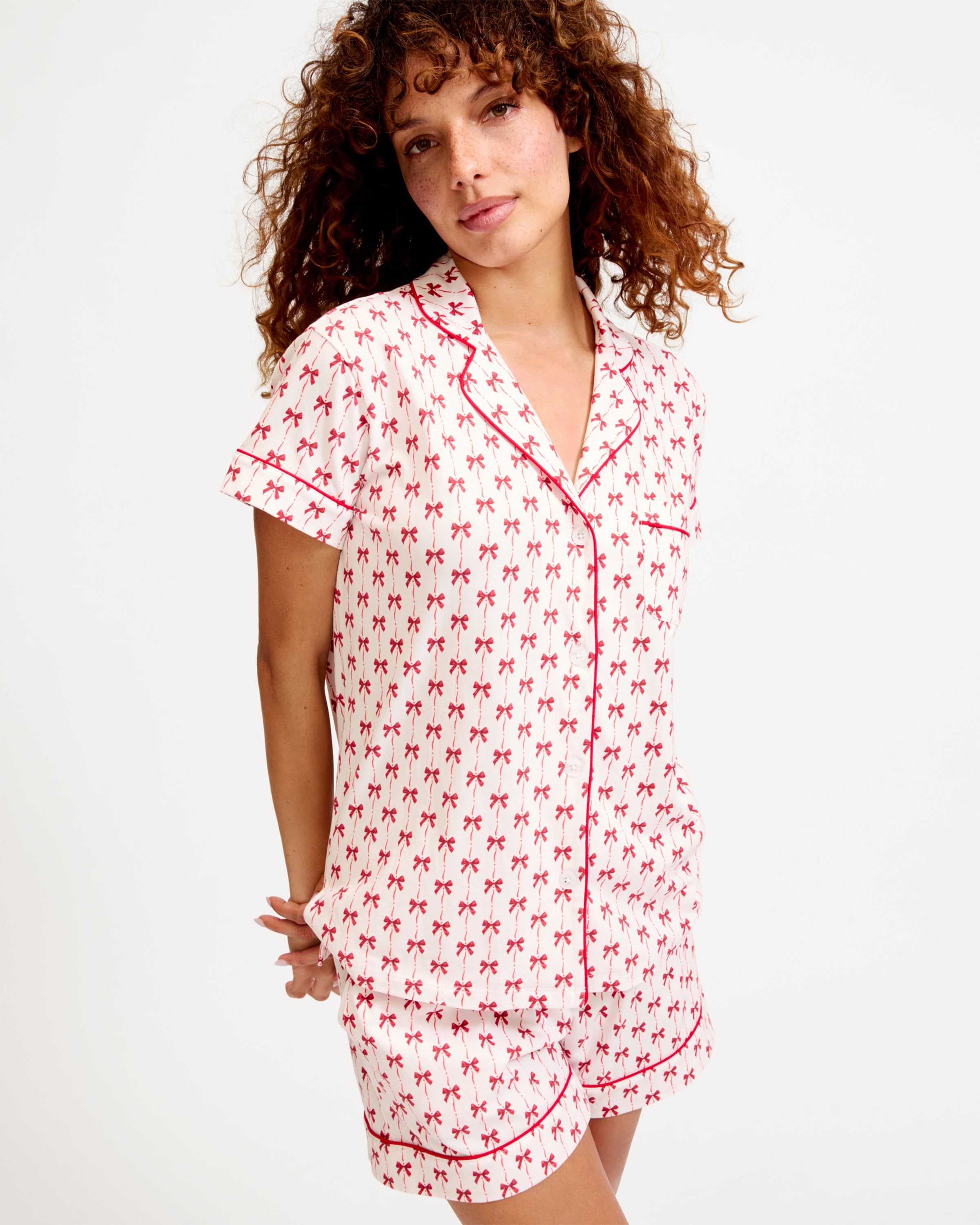Women's Pima Short Set in Blissful Bows