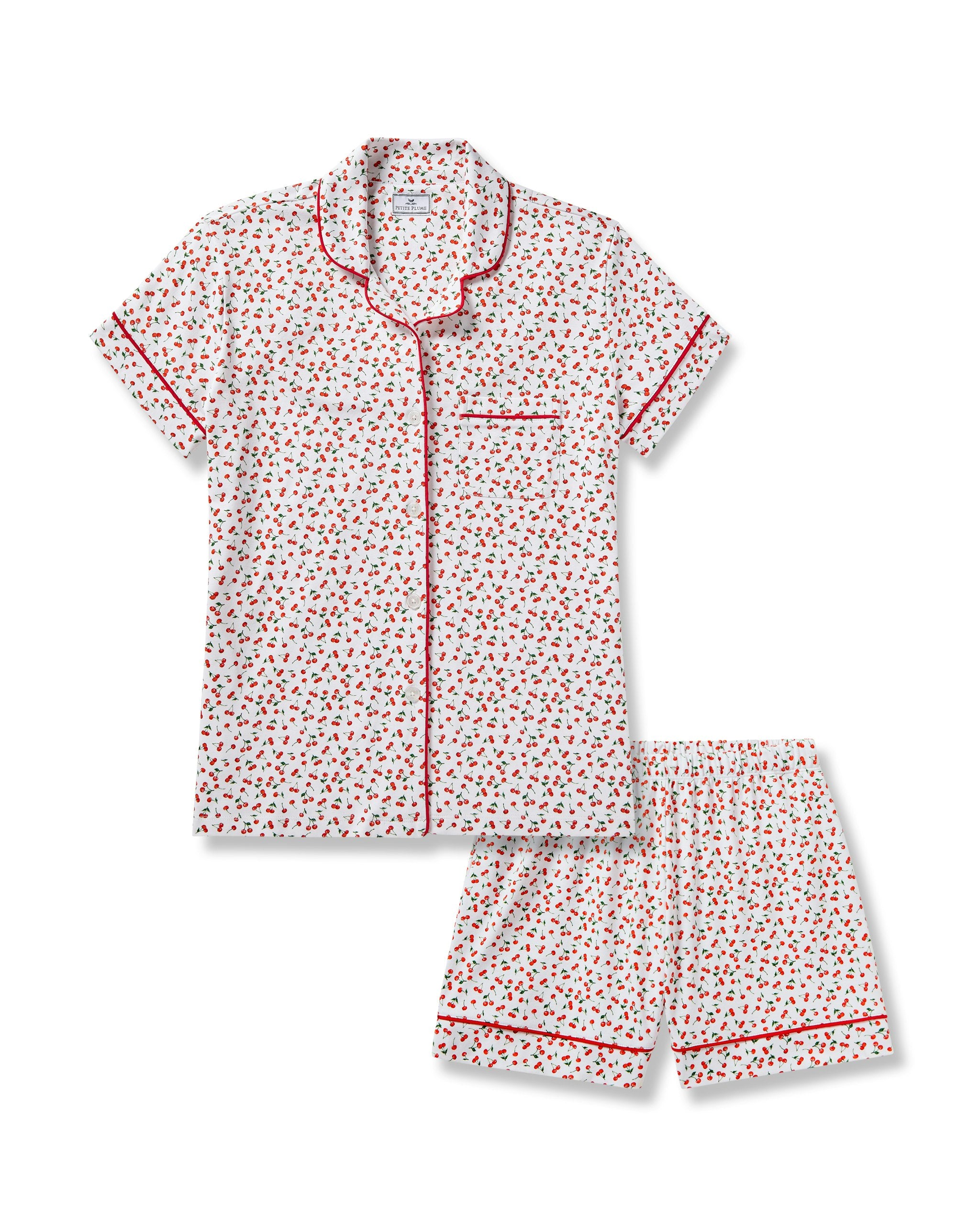 Women's Pima Short Sleeve Short Set in Cherry Orchard in Cherry Orchard#Color_Cherry Orchard