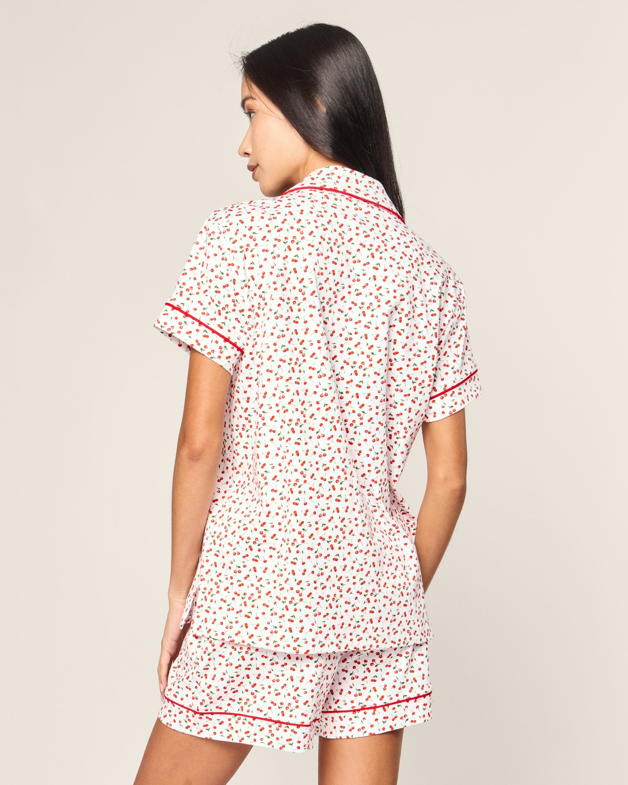 Women's Pima Short Sleeve Short Set in Cherry Orchard in Cherry Orchard#Color_Cherry Orchard