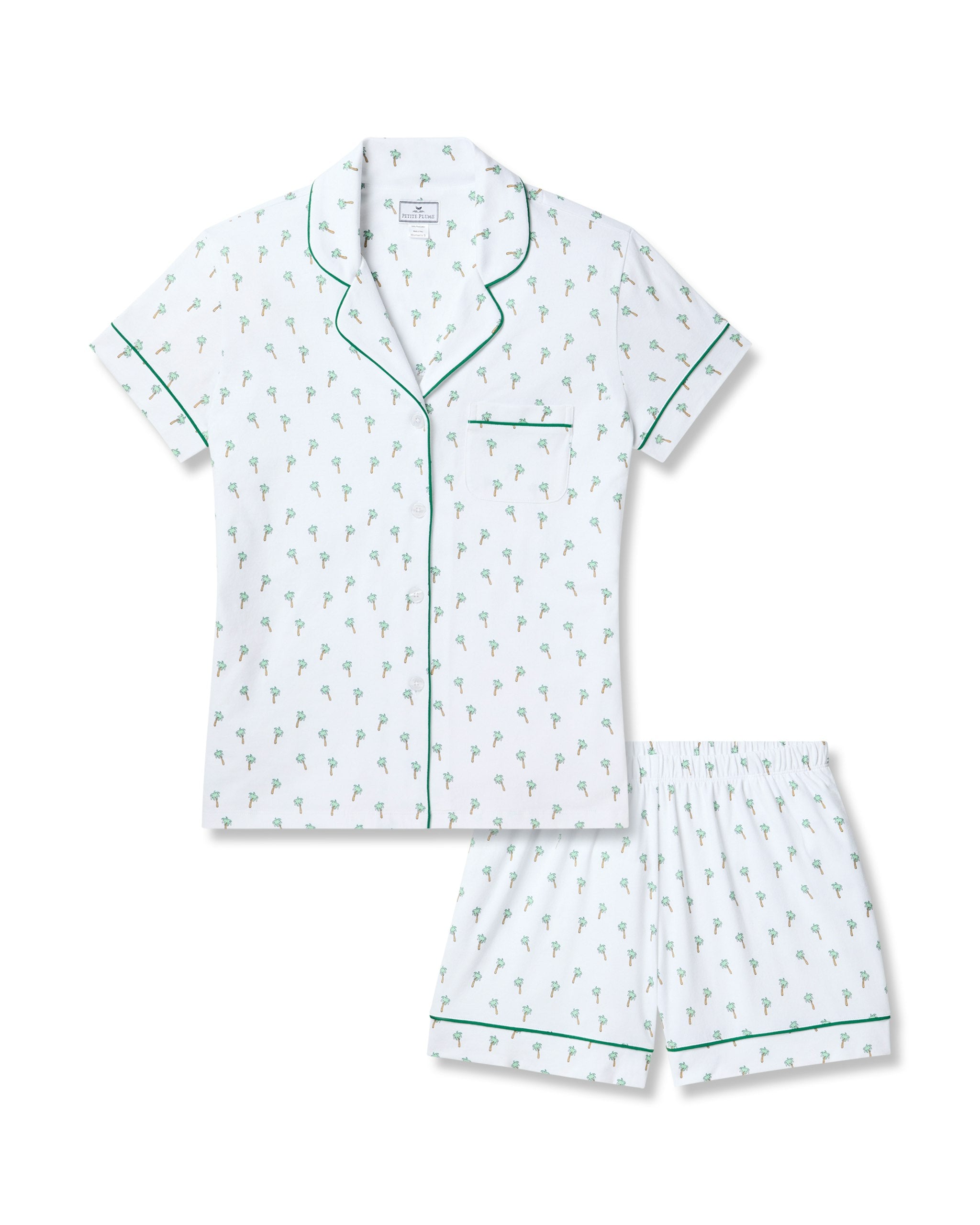 Women's Pima Short Sleeve Short Set in Cherry Orchard in Palmier#Color_Palmier