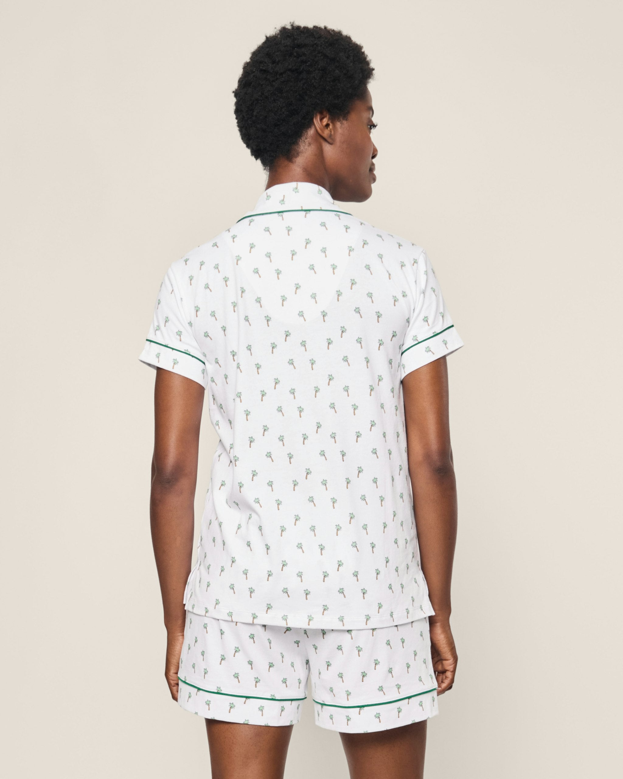 Women's Pima Short Sleeve Short Set in Cherry Orchard in Palmier#Color_Palmier