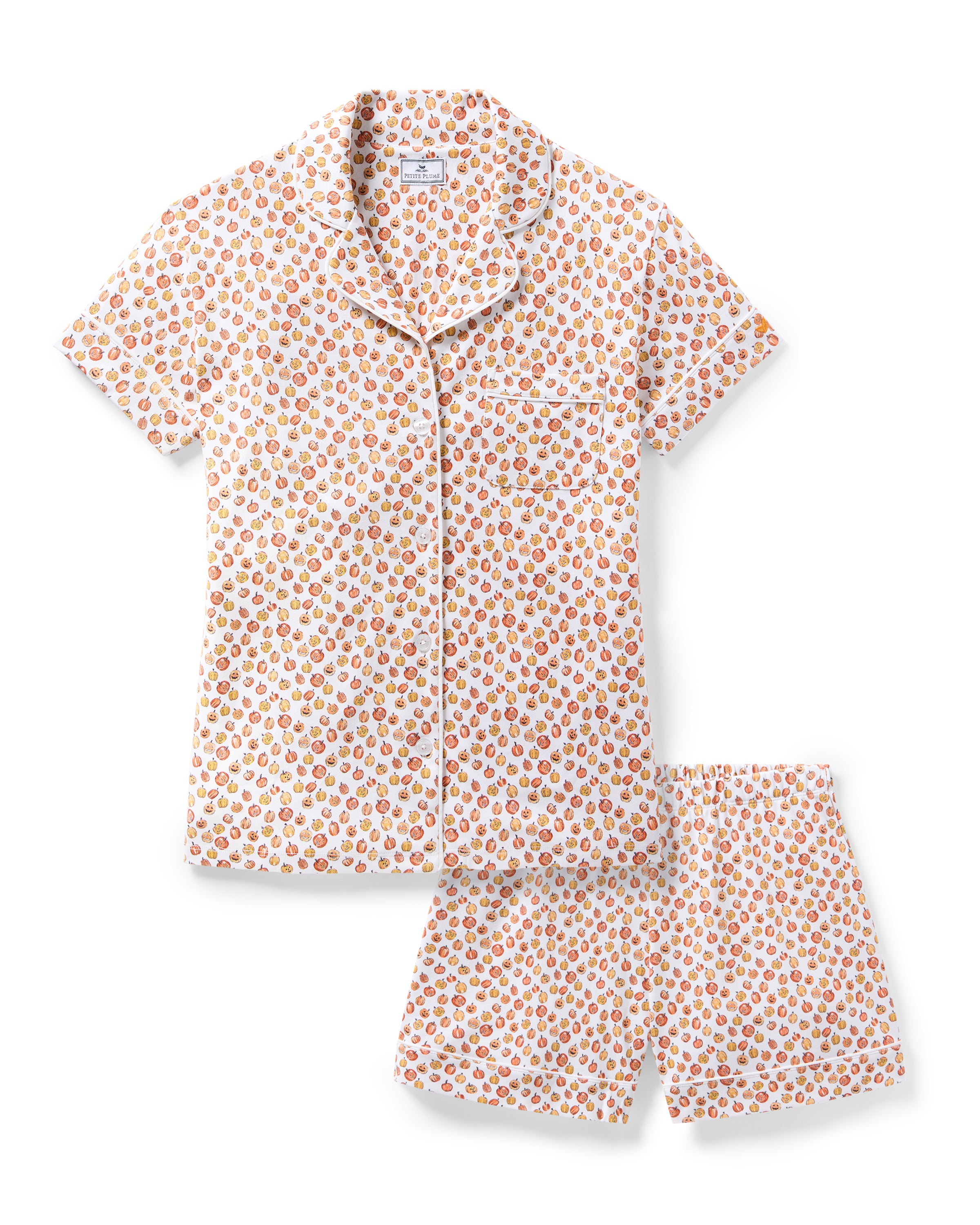 Women's Pima Short Sleeve Short Set in Pumpkin Patch