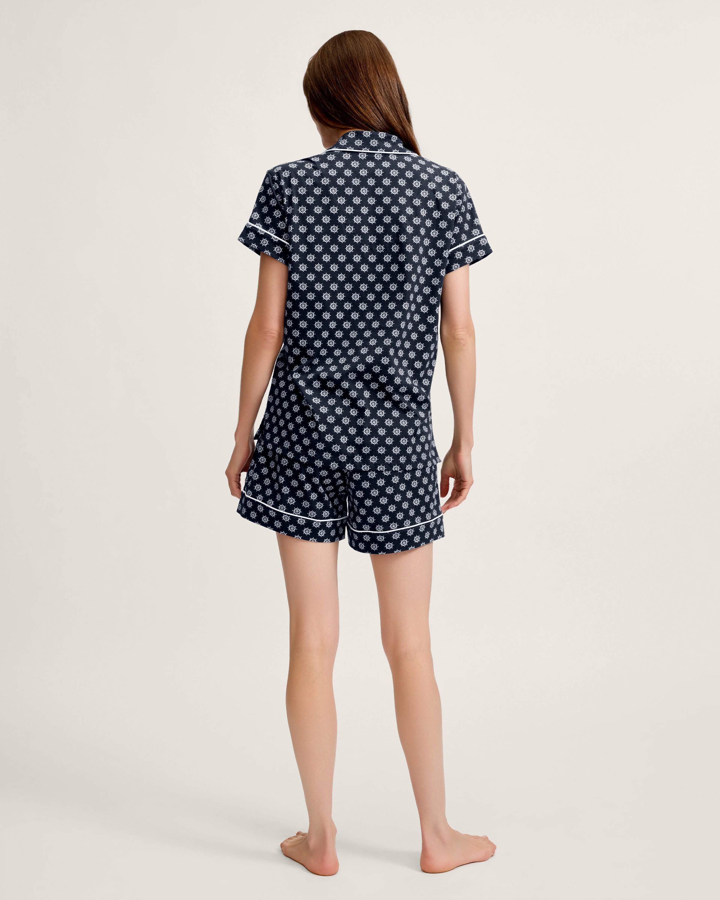 Women's Lightweight Pima Short Sleeve Short Set in Captain's Compass