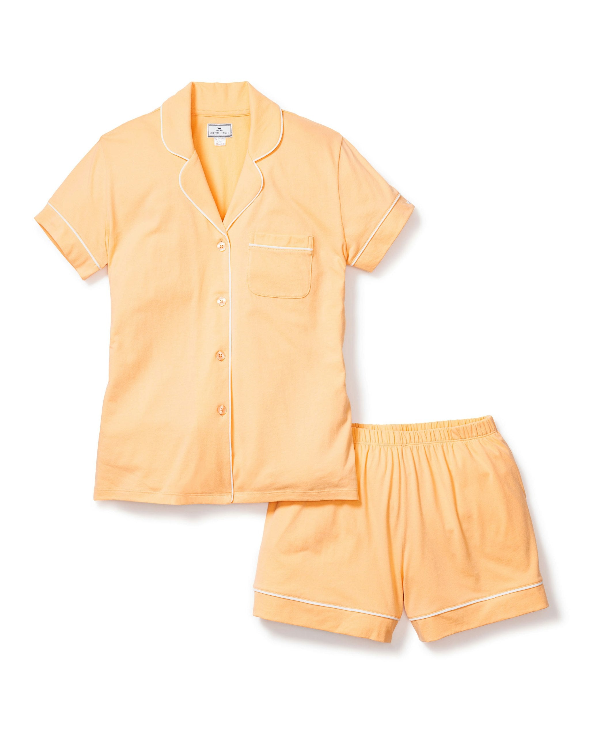 Women's Pima Short Sleeve Short Set in Peach Fuzz in Peach Fuzz#Color_Peach Fuzz