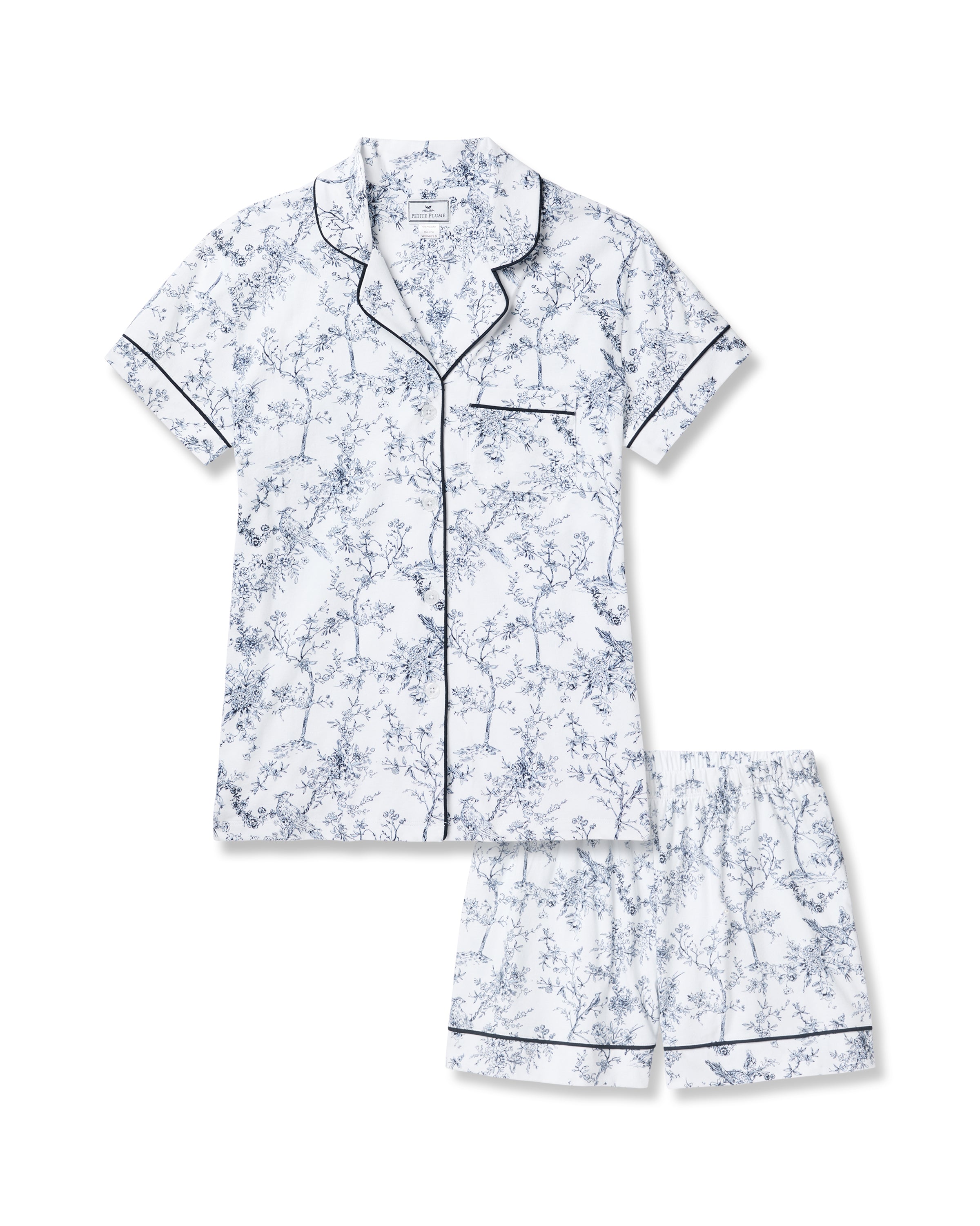 Women's Pima Short Sleeve Short Set in Timeless Toile