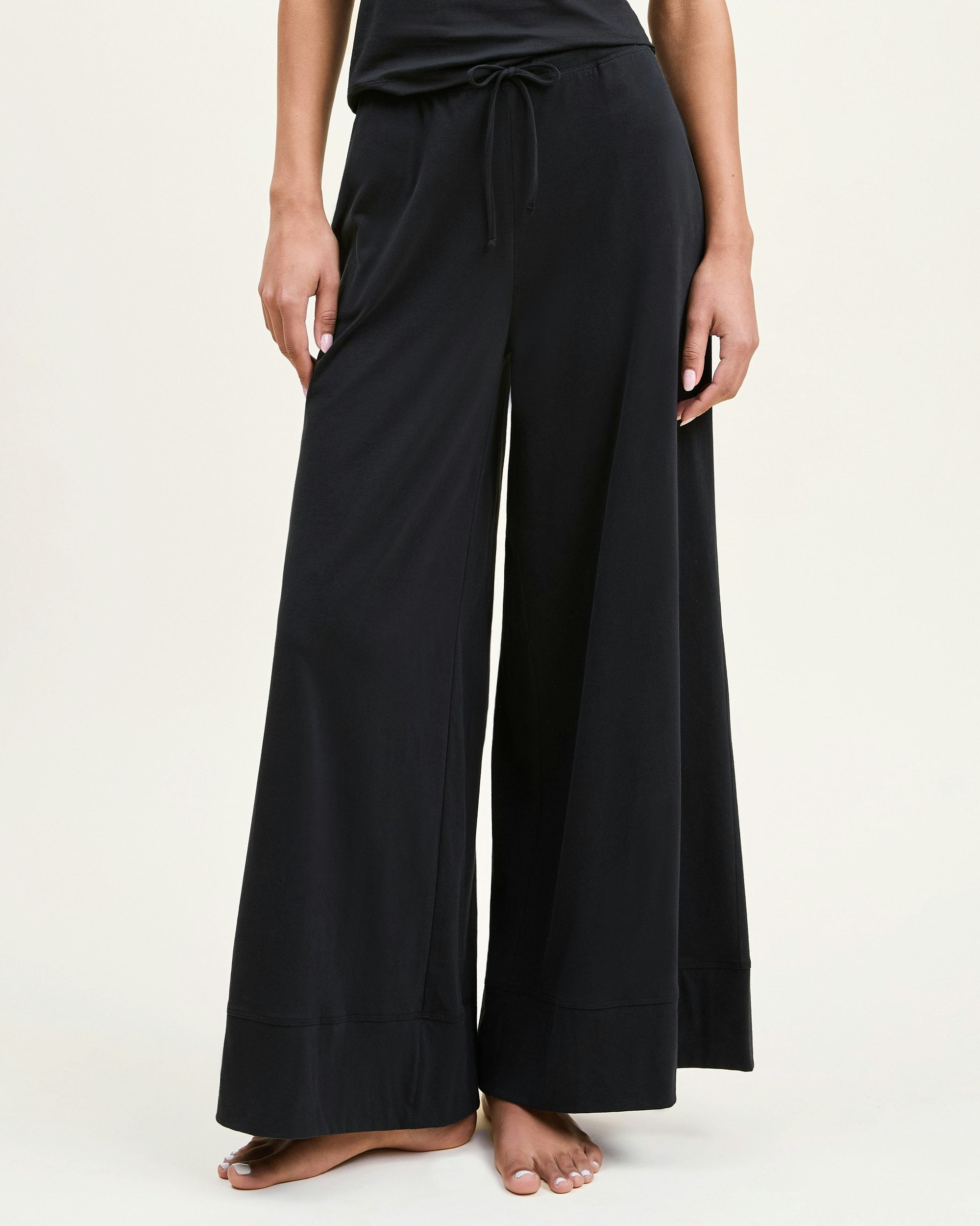 Women's Pima Wide-Leg Lounge Pant in Navy in Black#Color_Black