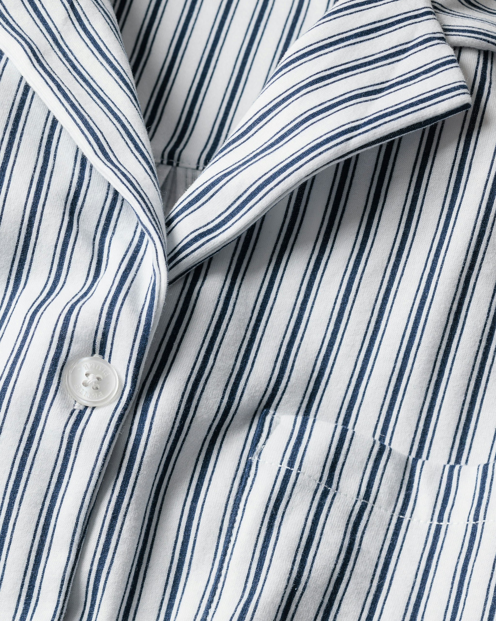 The Olivia Wide Leg Pima Pajama Set in Pink Stripe in Navy French Ticking#Color_Navy French Ticking