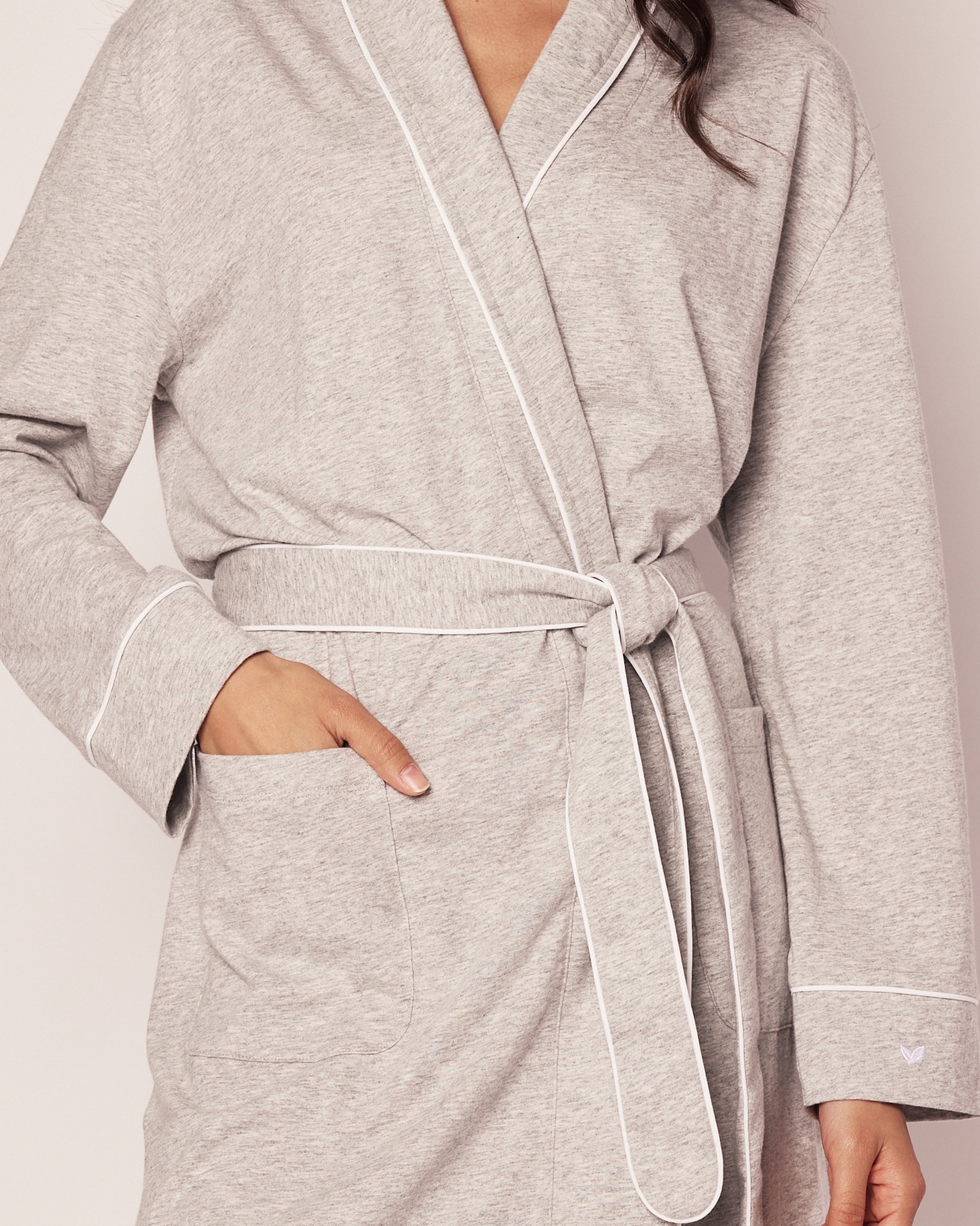 Women's Pima Robe in Periwinkle in Light Heather Grey#Color_Light Heather Grey