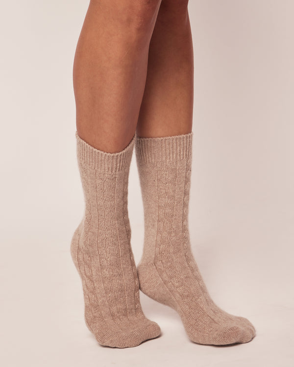 Women's Cashmere Socks in Beige
