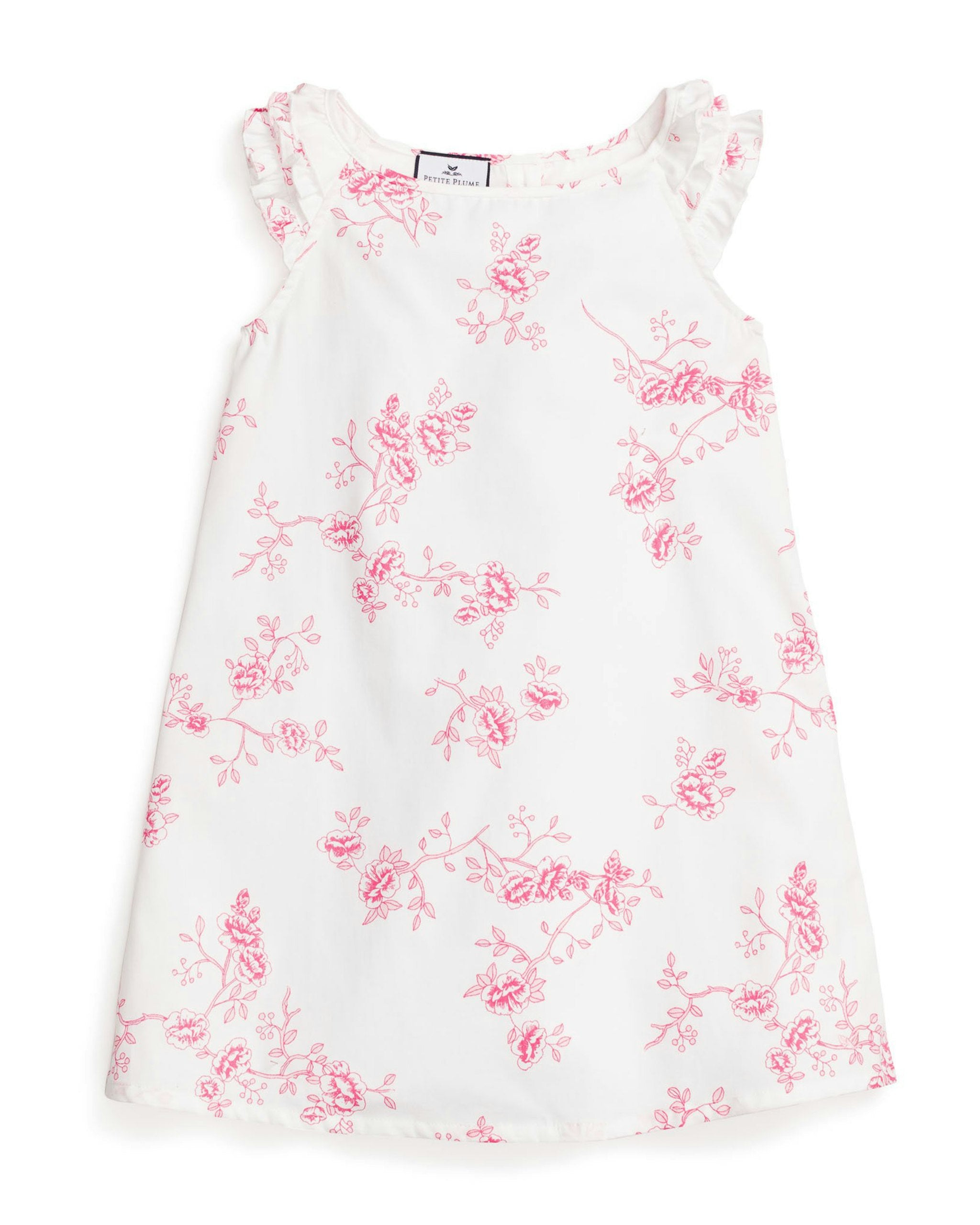 Girl's Twill Amelie Nightgown in Indigo Floral in English Rose Floral#Color_English Rose Floral
