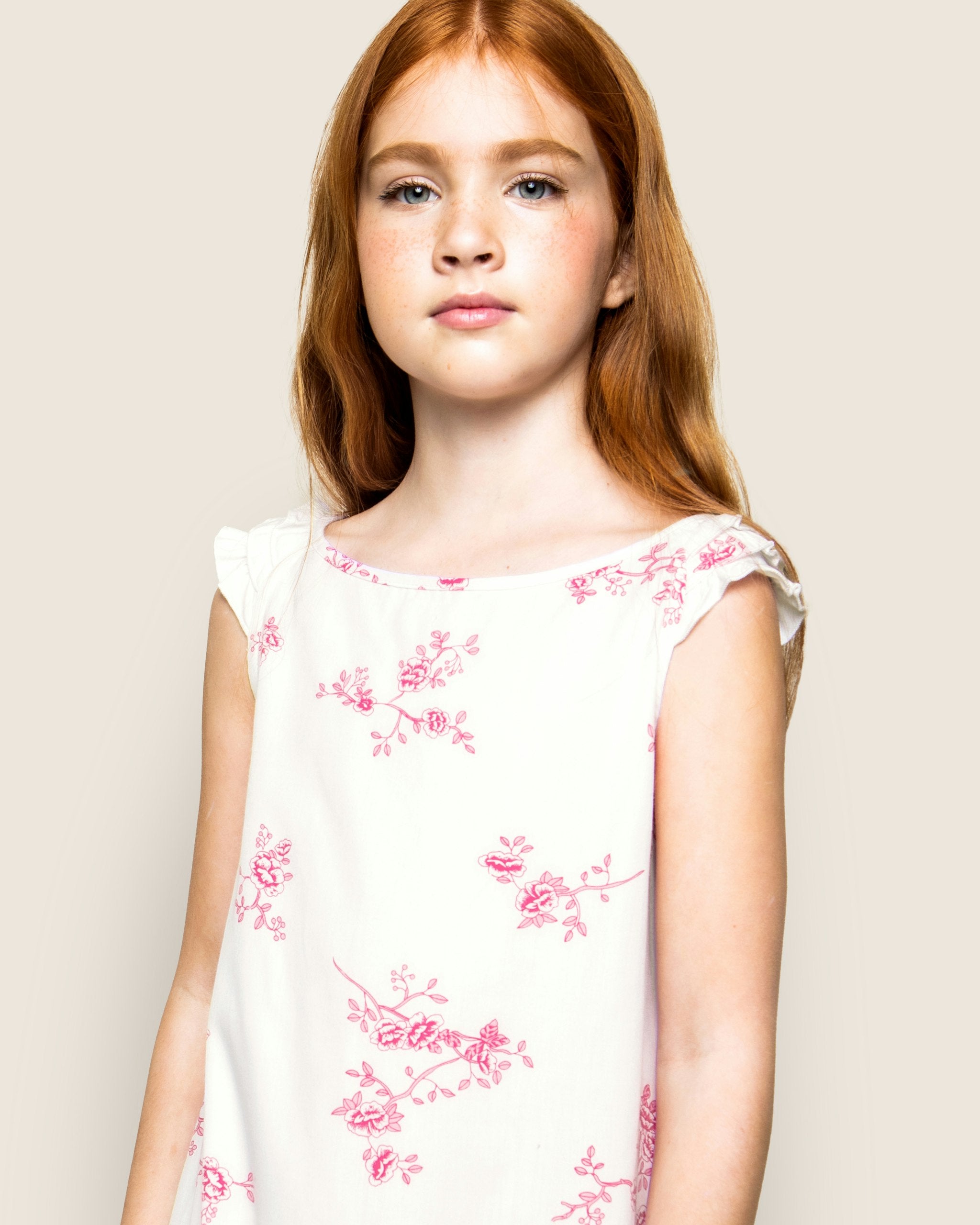 Girl's Twill Amelie Nightgown in English Rose Floral in English Rose Floral#Color_English Rose Floral
