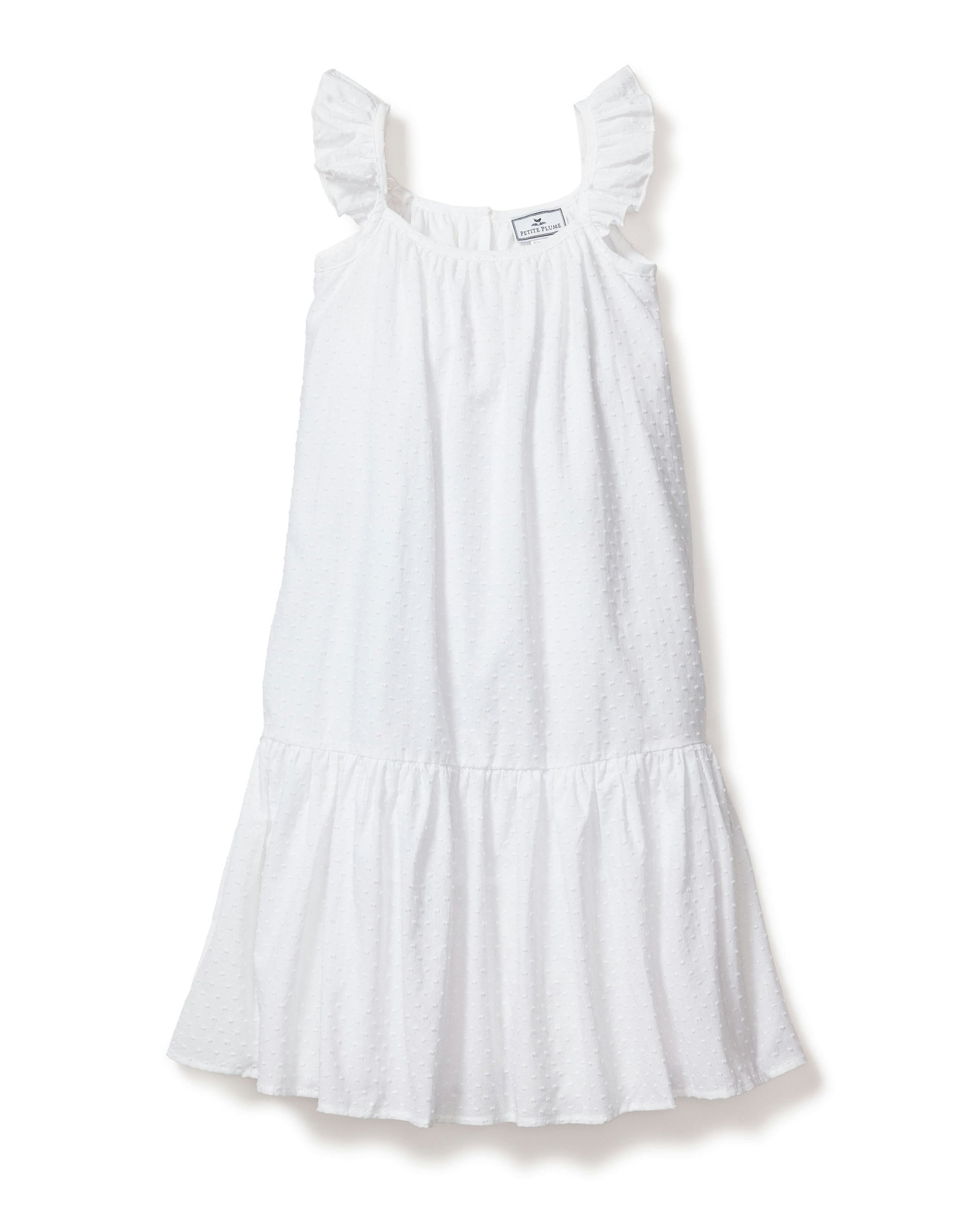 Girls White Swiss Dots Celeste Day Dress in Swiss Dots#Color_Swiss Dots