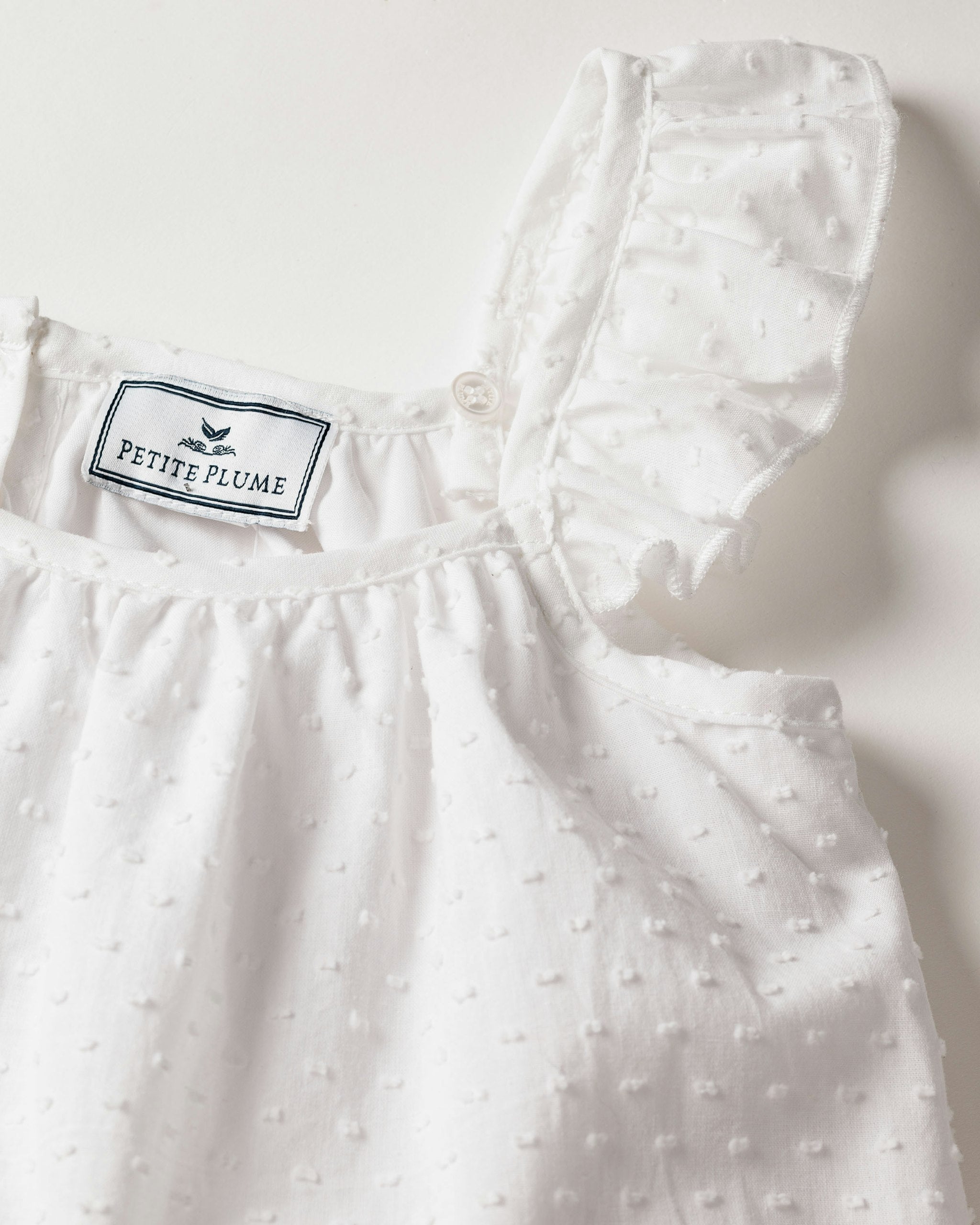 Girls White Swiss Dots Celeste Day Dress in Swiss Dots#Color_Swiss Dots