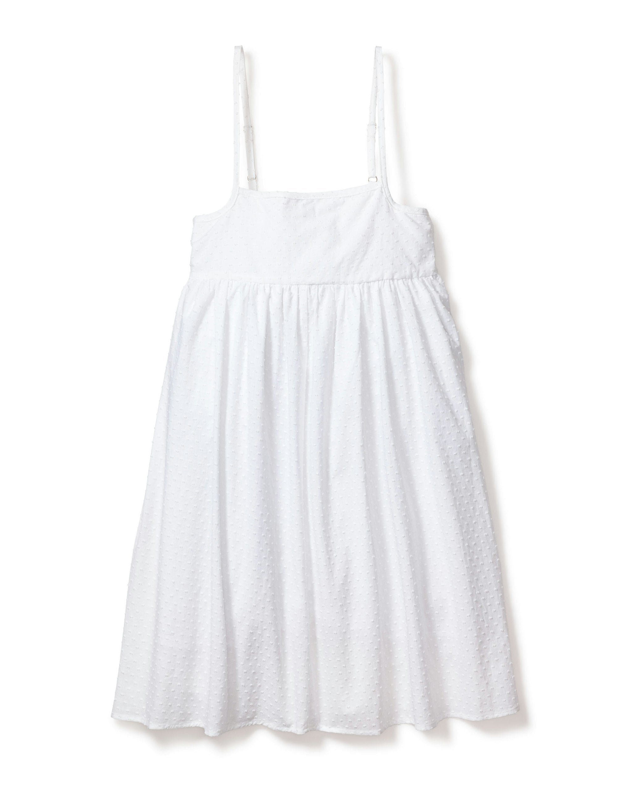 Girls White Swiss Dots Serene Day Dress in Swiss Dots#Color_Swiss Dots