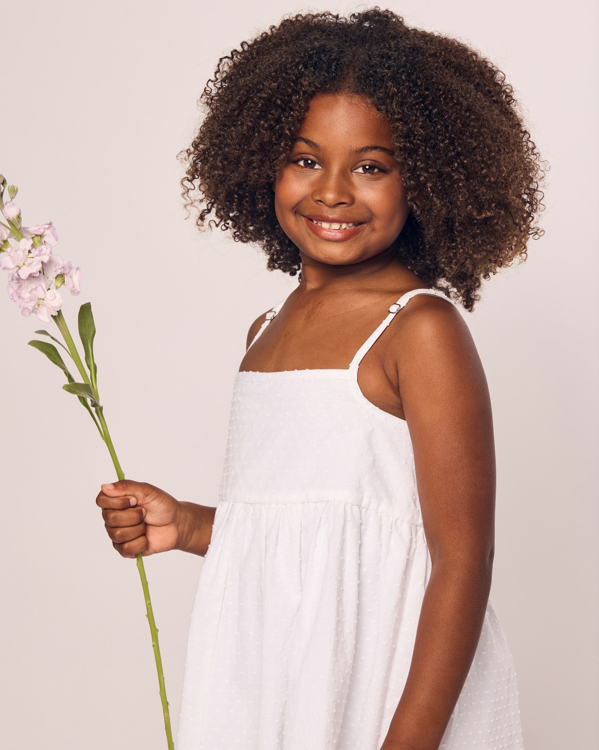 Girls White Swiss Dots Serene Day Dress in Swiss Dots#Color_Swiss Dots