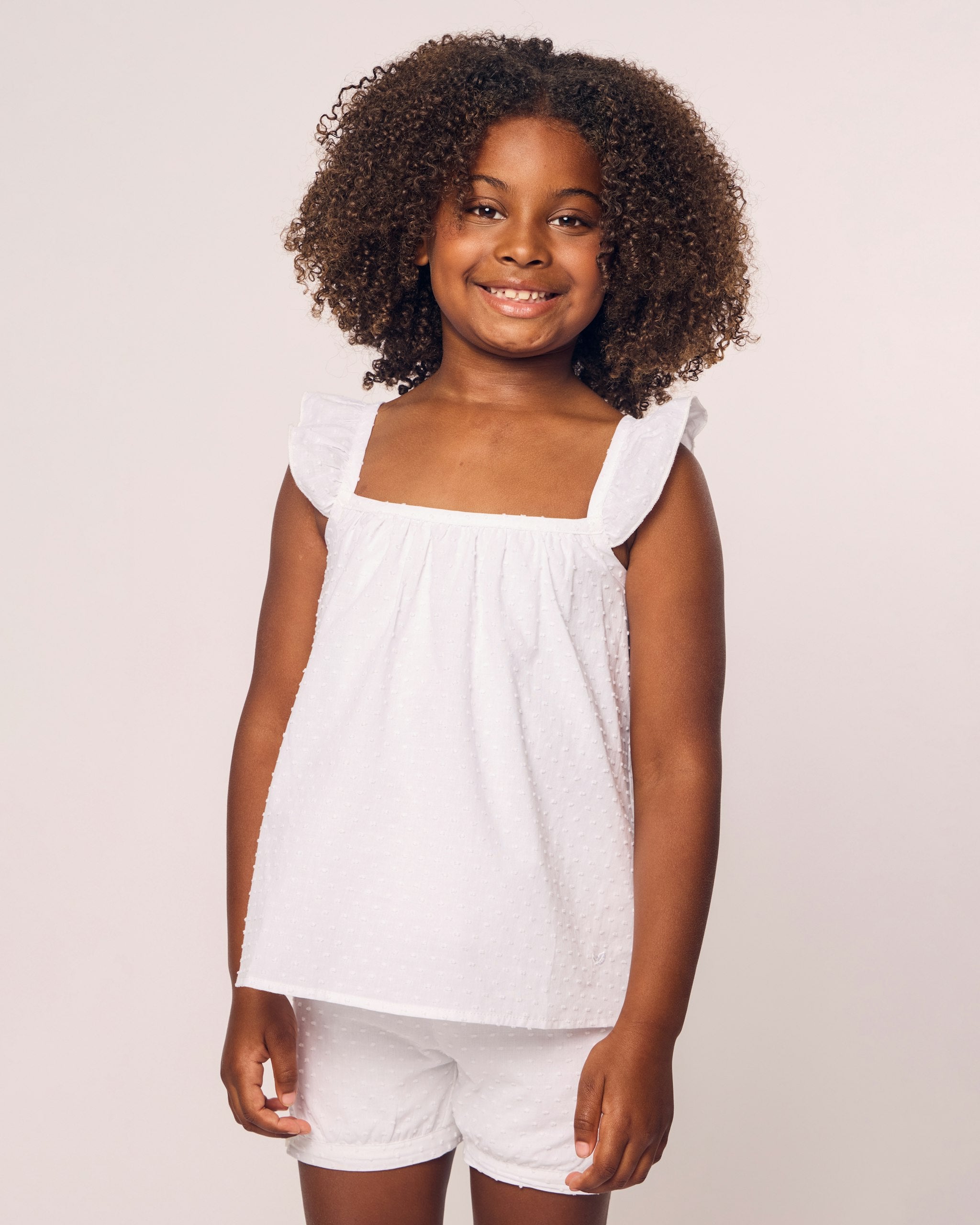 Girl's Swiss Dots Short Set in White in Swiss Dots#Color_Swiss Dots