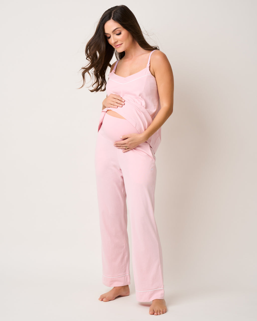 Women's Pink Luxe Pima Cotton Maternity Pants Petite Plume