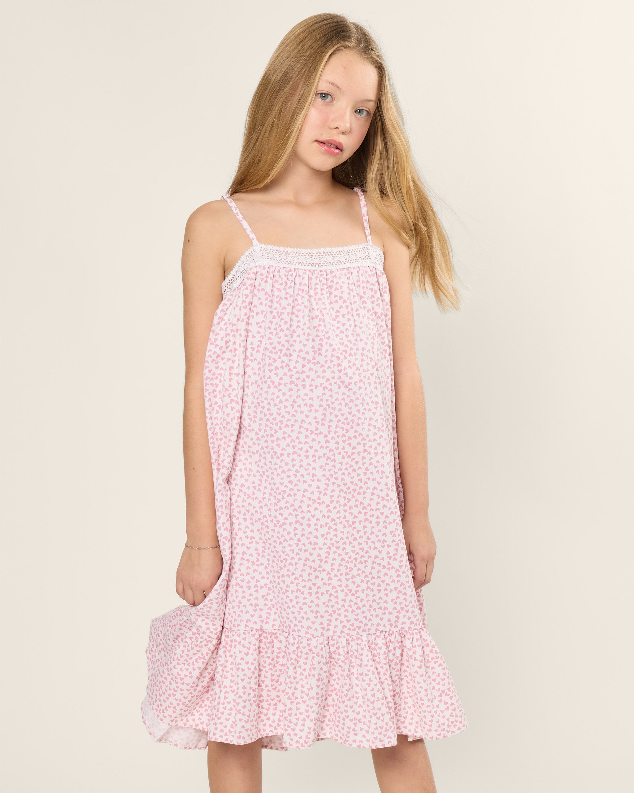 Girl's Twill Lily Nightgown in Seashell Splendor in Sweethearts#Color_Sweethearts