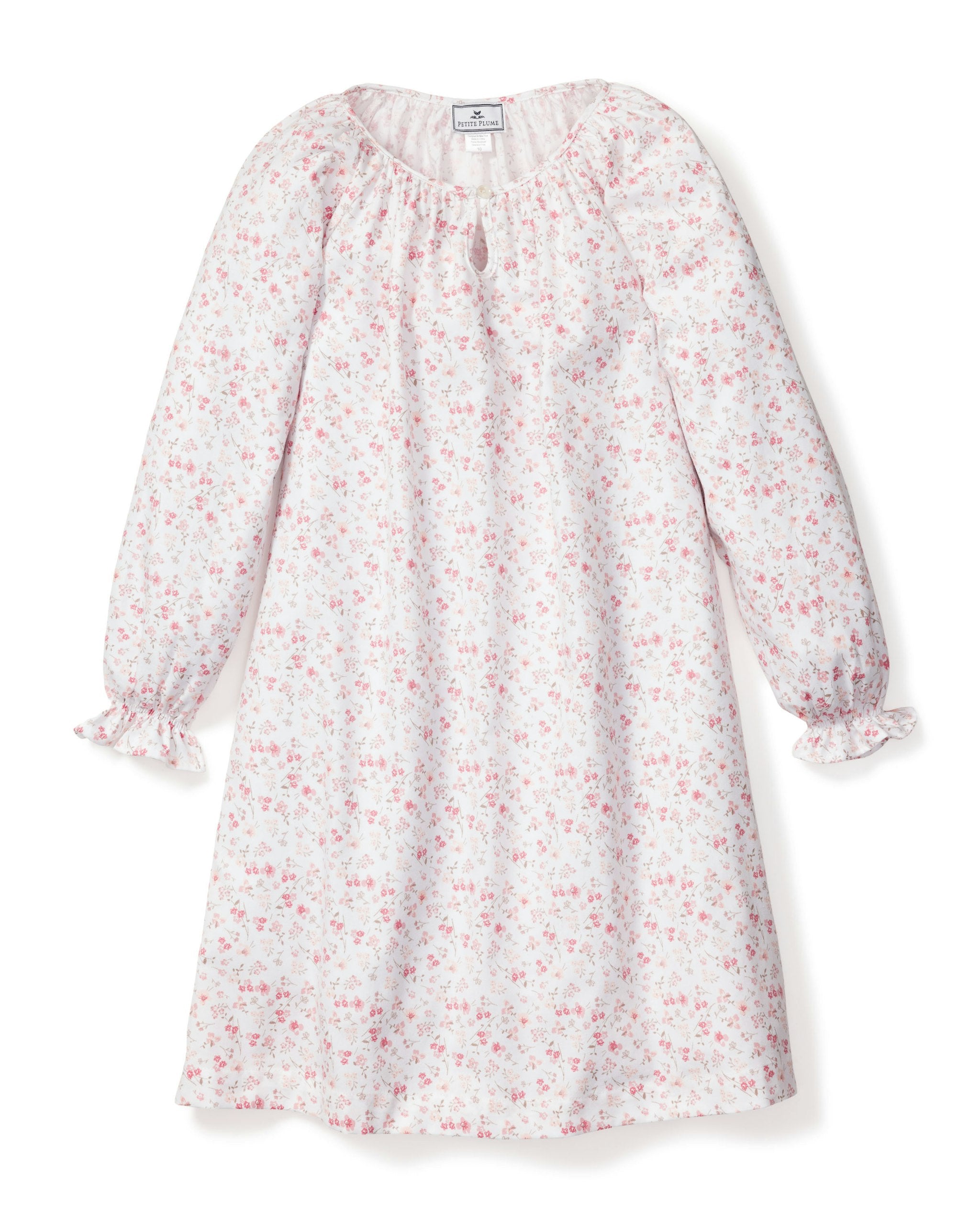 Girl's Twill Delphine Nightgown in Pink Gingham in Dorset Floral#Color_Dorset Floral