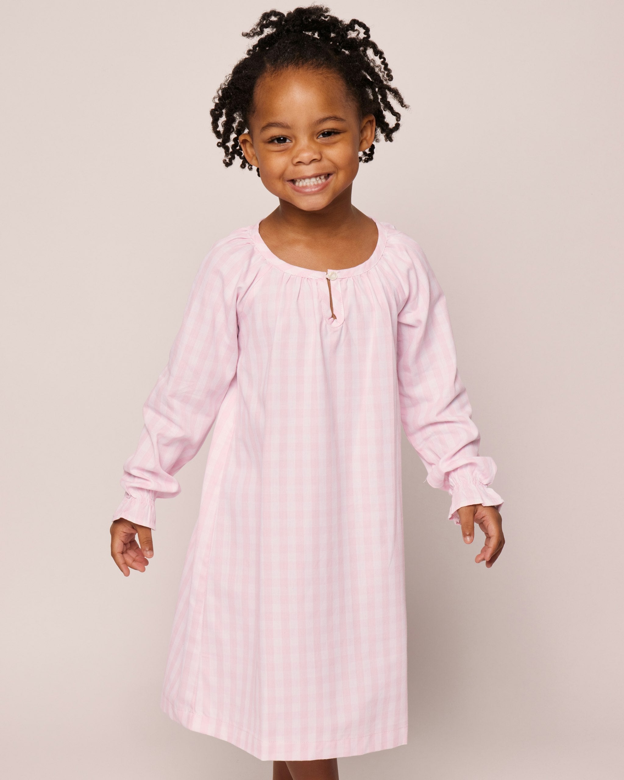 Girl's Twill Delphine Nightgown in Pink Gingham in Pink Gingham#Color_Pink Gingham