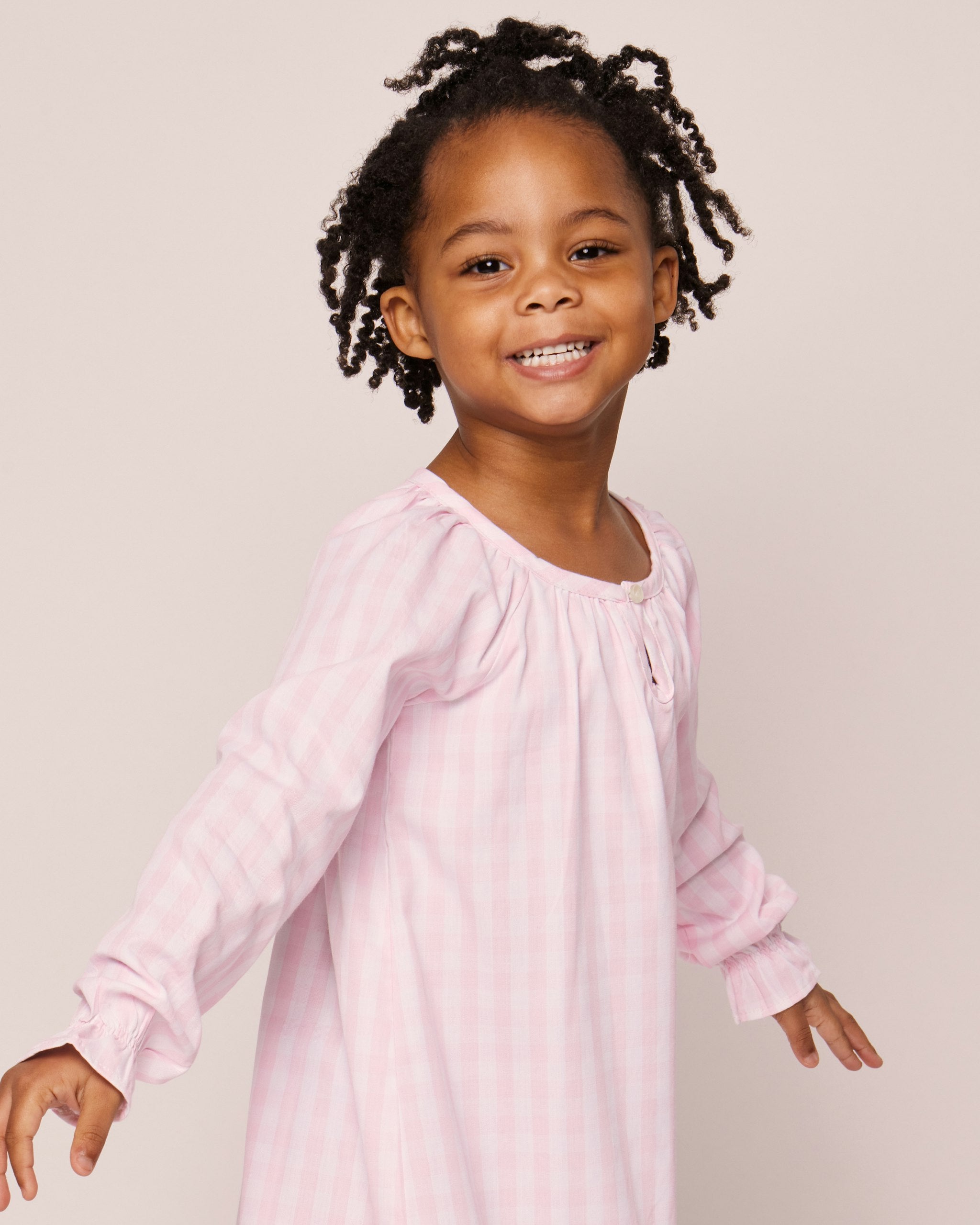 Girl's Twill Delphine Nightgown in Sweethearts in Pink Gingham#Color_Pink Gingham