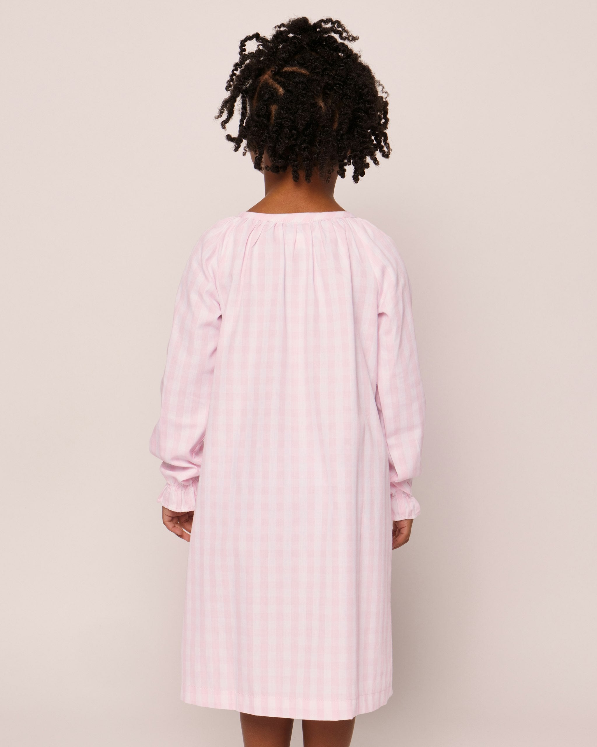 Girl's Twill Delphine Nightgown in Sweethearts in Pink Gingham#Color_Pink Gingham