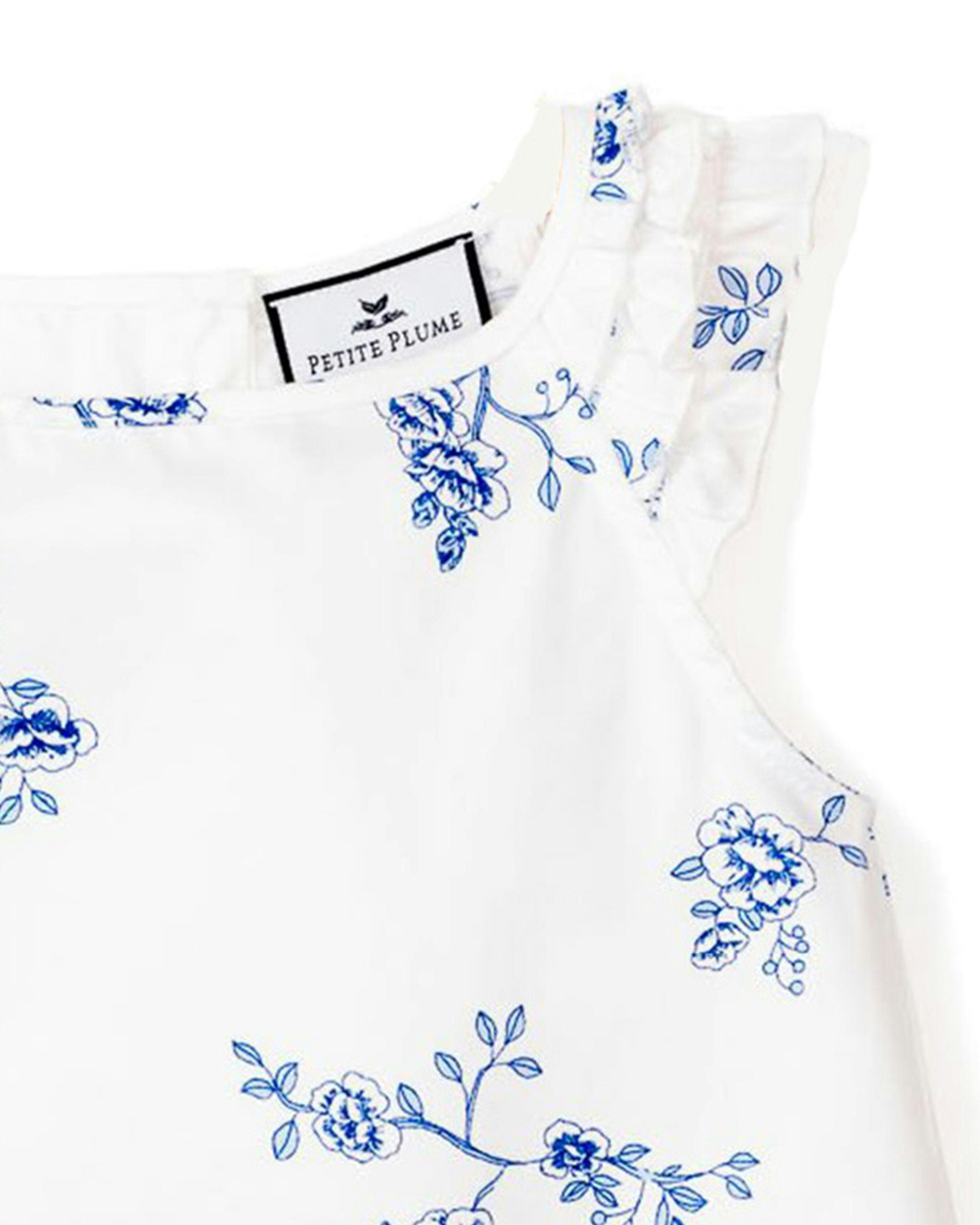 Girl's Twill Amelie Nightgown in English Rose Floral in Indigo Floral#Color_Indigo Floral