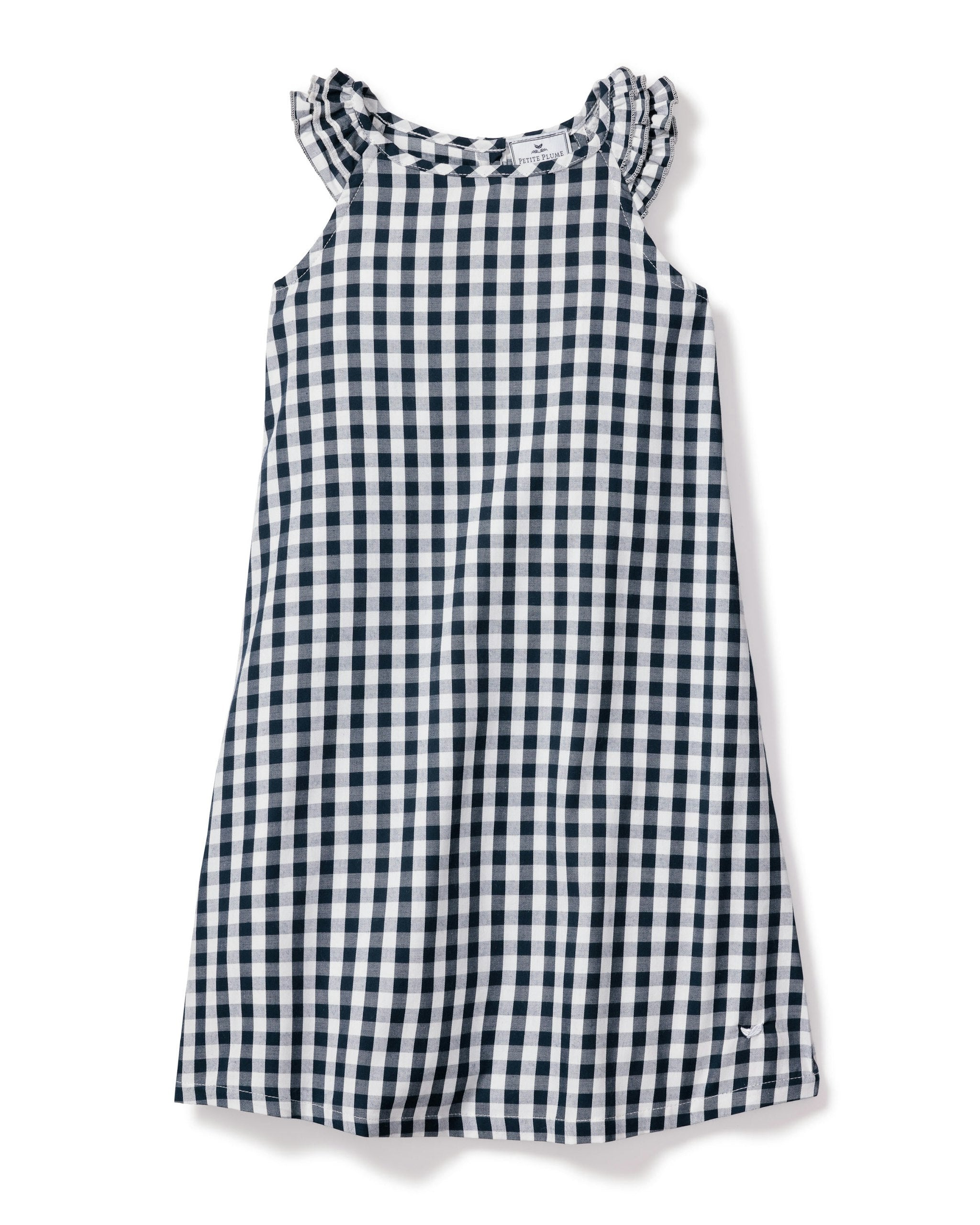 Girl's Twill Amelie Nightgown in Navy Gingham in Navy Gingham#Color_Navy Gingham