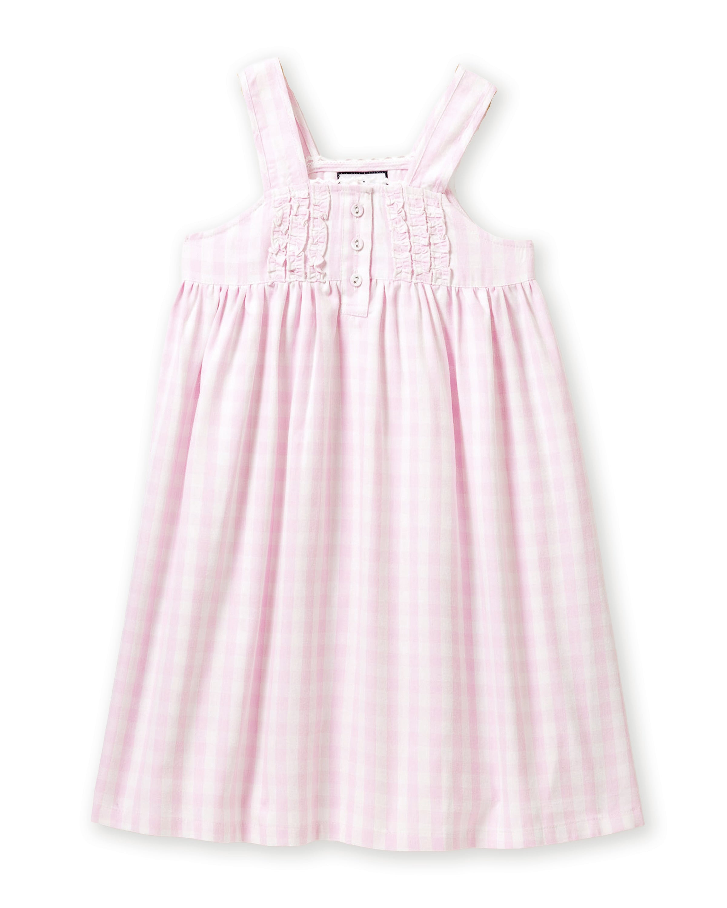 Girl's Twill Charlotte Nightgown in Pink Gingham