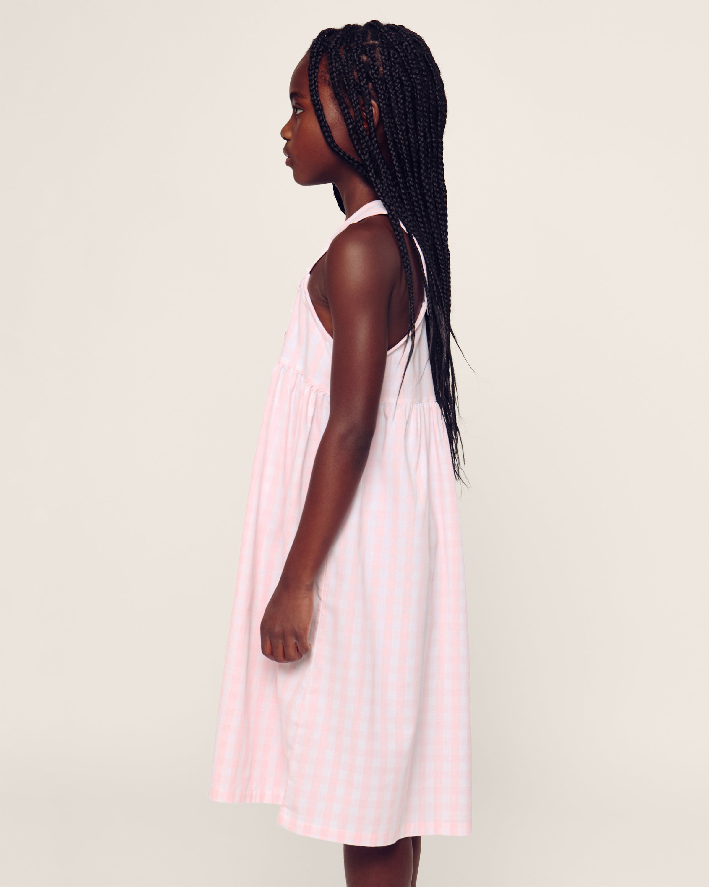 Girl's Twill Charlotte Nightgown in Pink Gingham