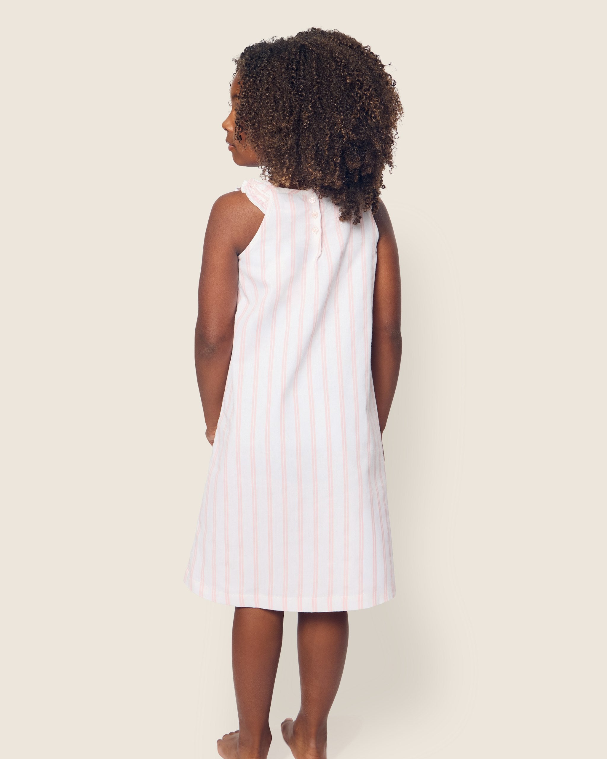 Girl's Twill Amelie Nightgown in Pink Stripe in Pink and White Stripe#Color_Pink and White Stripe