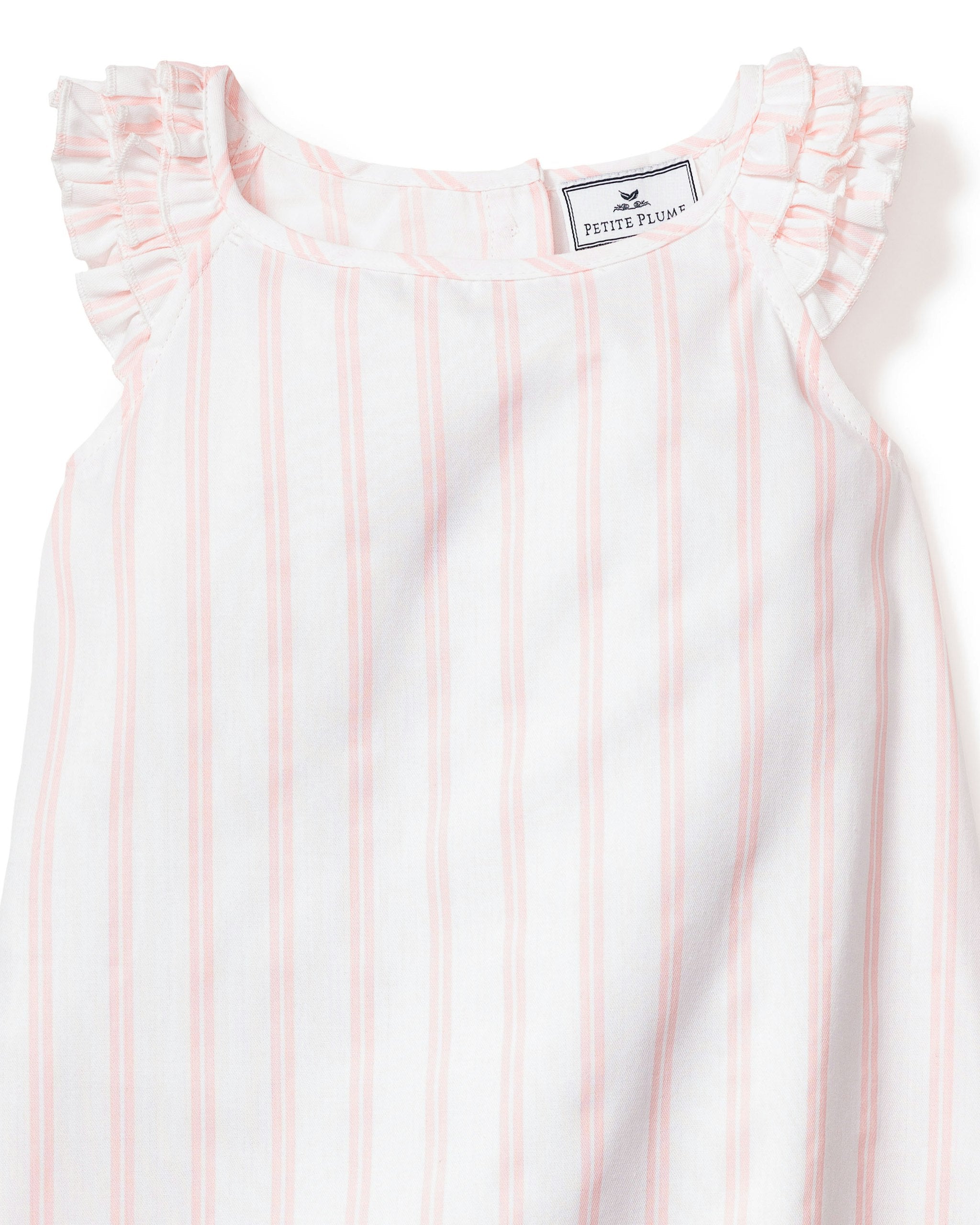 Girl's Twill Amelie Nightgown in Pink Stripe in Pink and White Stripe#Color_Pink and White Stripe