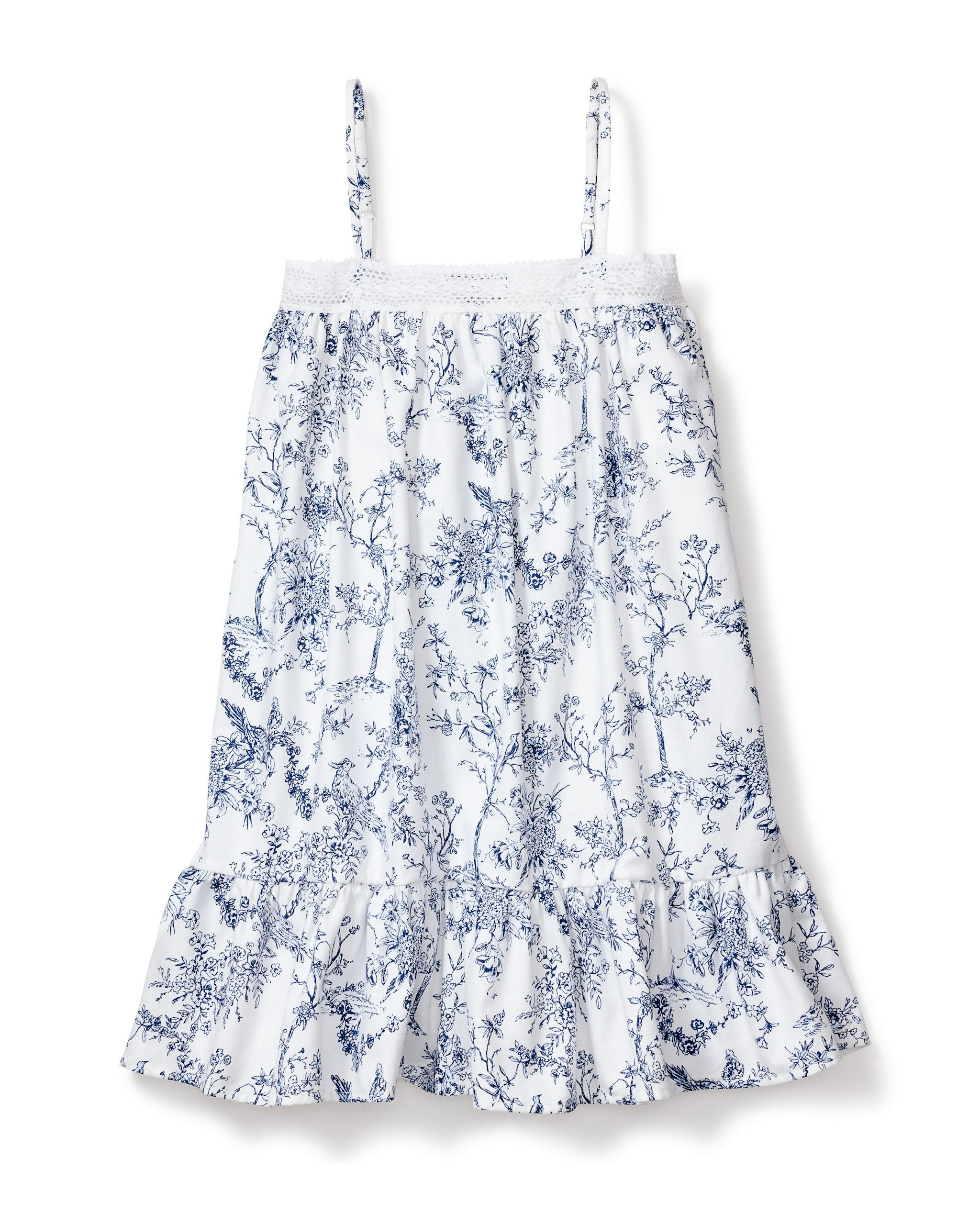 Girl's Twill Lily Nightgown in Dorset Floral in Timeless Toile#Color_Timeless Toile