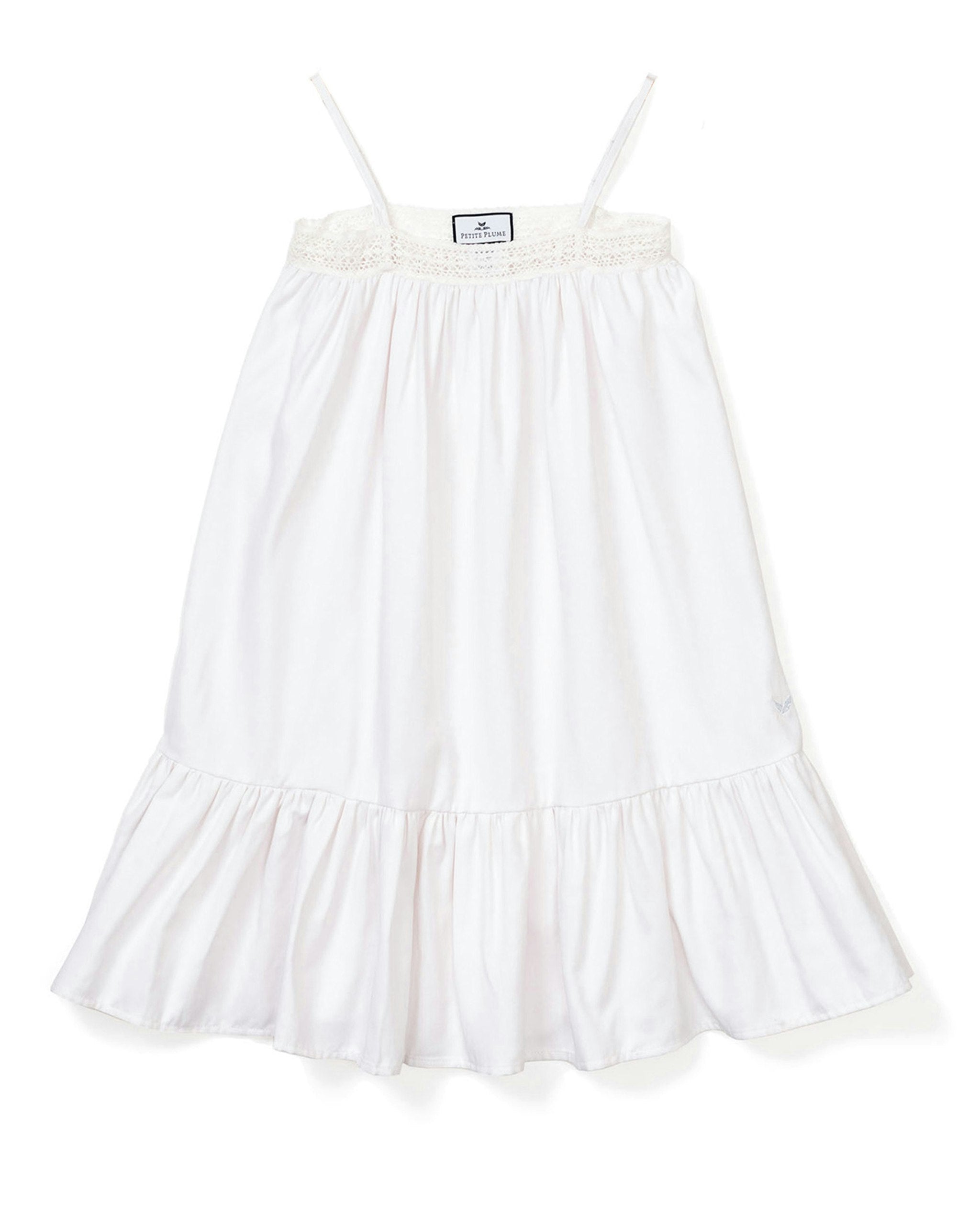 Girl's Twill Lily Nightgown in White in White#Color_White