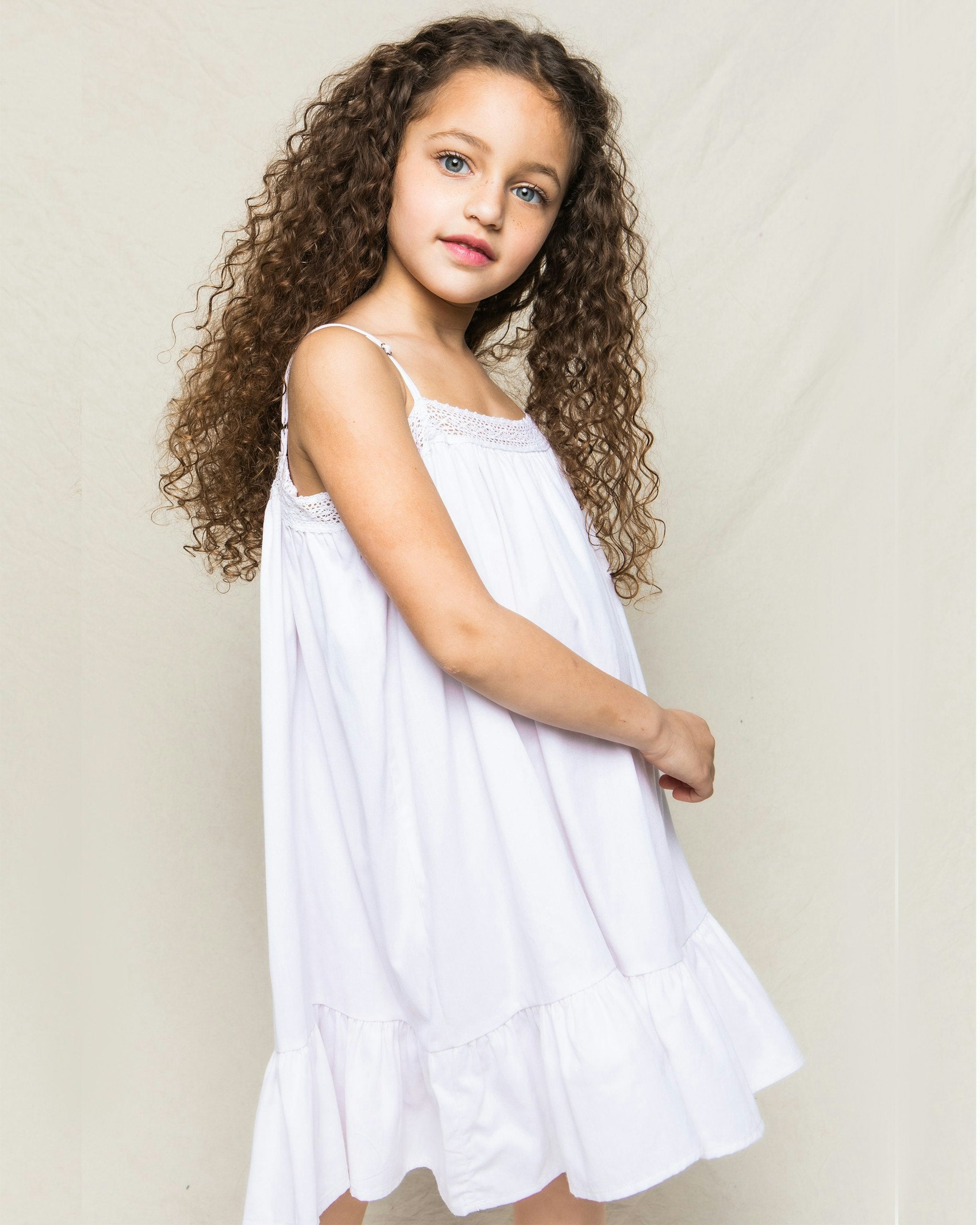 Girl's Twill Lily Nightgown in Dorset Floral in White#Color_White
