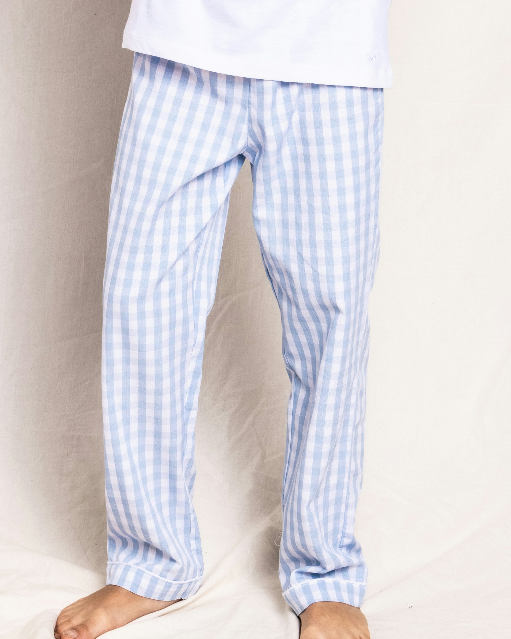Kid's Twill Pajama Pants in Light Blue Gingham in Light Blue Gingham#Color_Light Blue Gingham