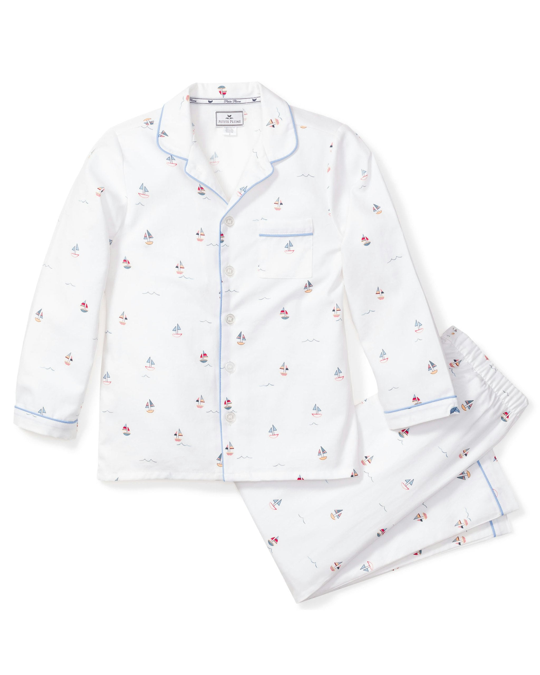 Kid's Twill Pajama Set in Flamingos in Bateau#Color_Bateau