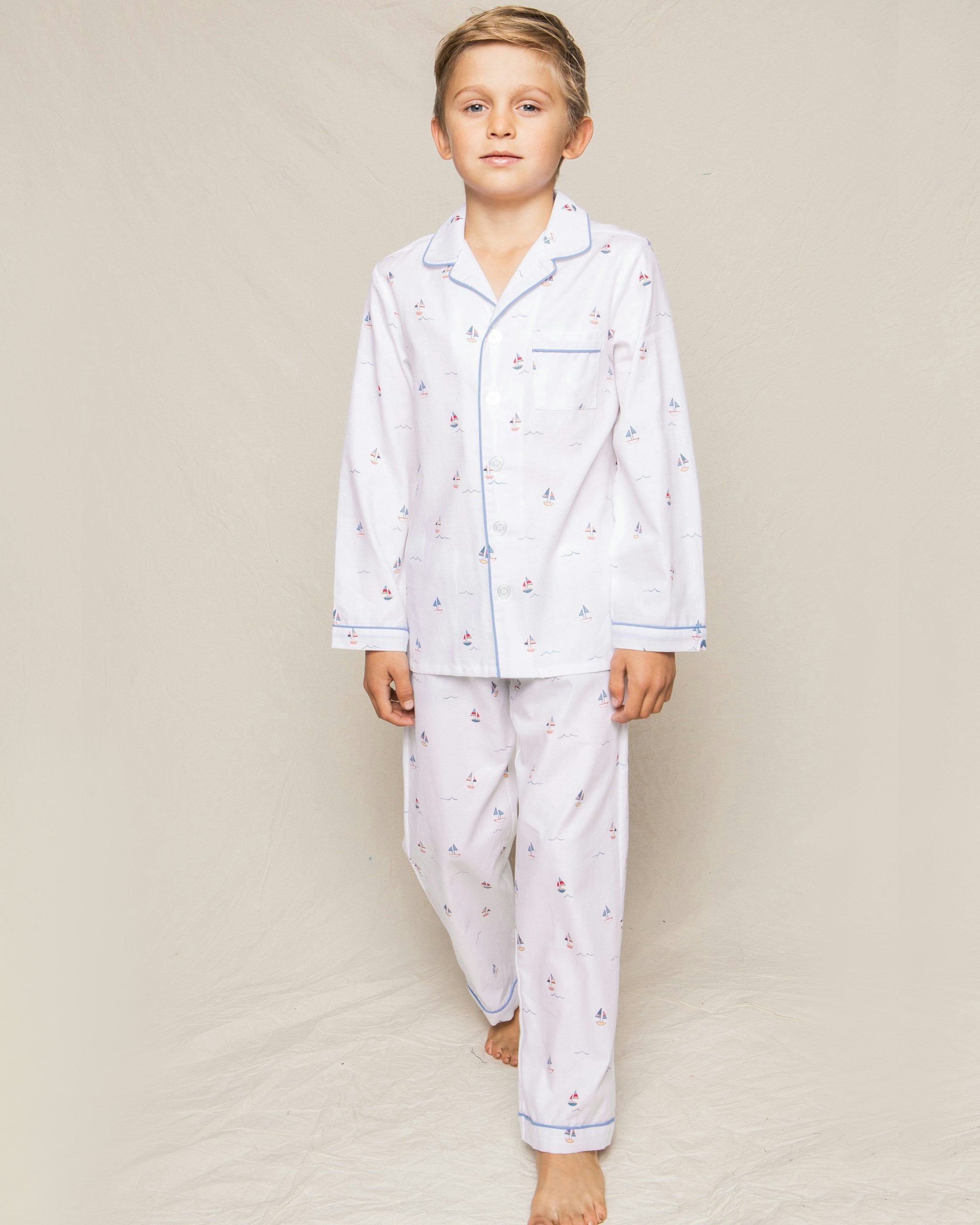 Kid's Twill Pajama Set in Flamingos in Bateau#Color_Bateau