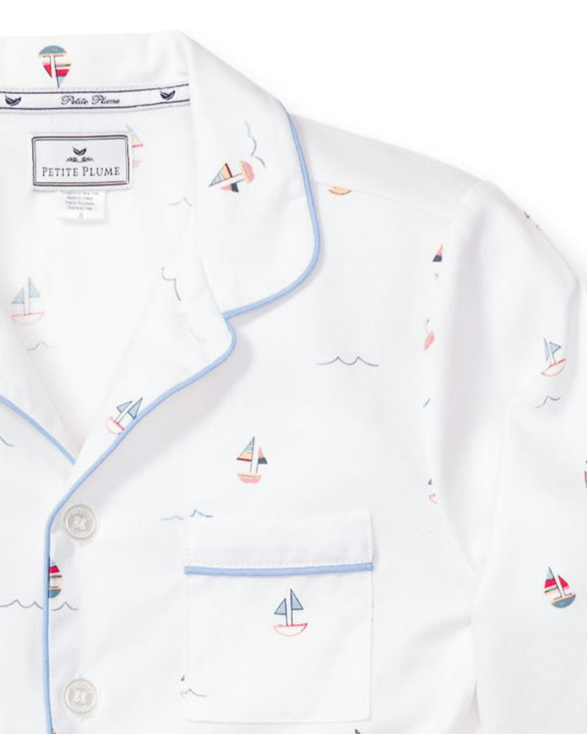 Kid's Twill Pajama Set in Flamingos in Bateau#Color_Bateau