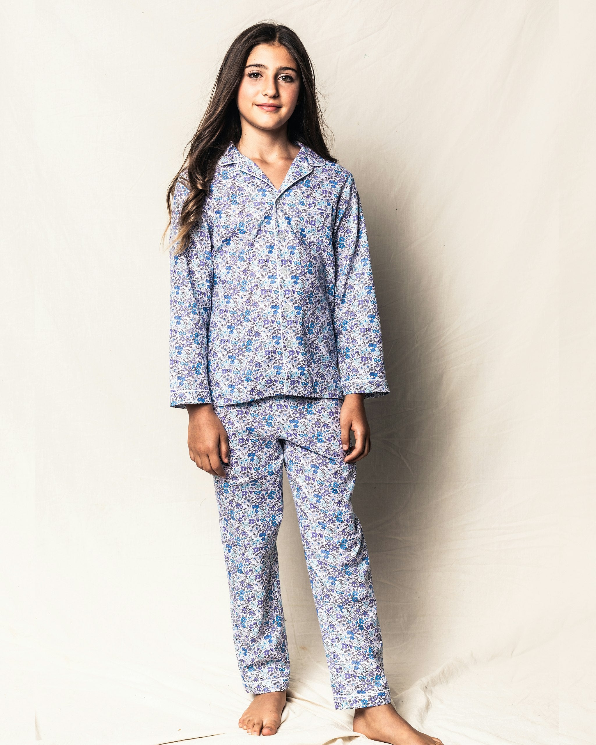 Kid's Twill Pajama Set in Fleur D'Azur in Fleur D'Azur#Color_Fleur D'Azur